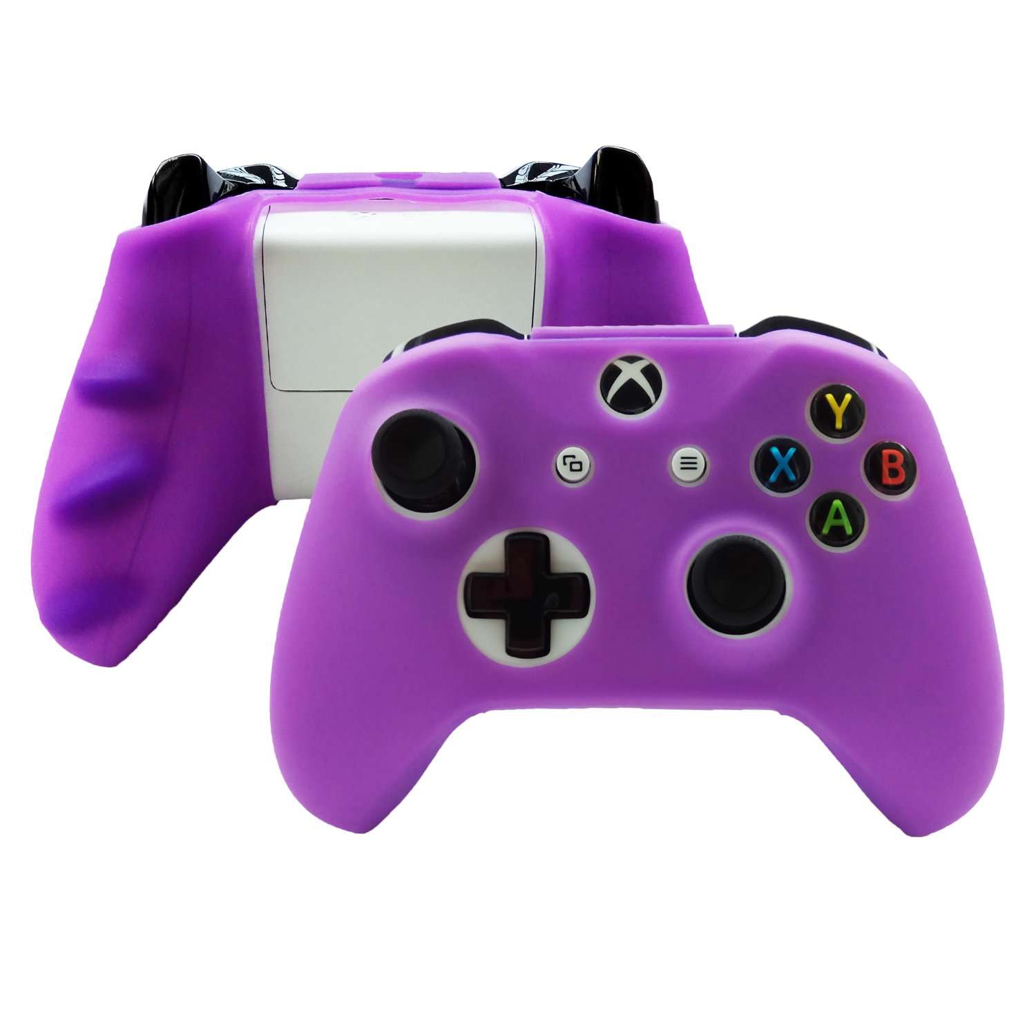 Hikfly Silicone Controller Cover Skin Protector Case Faceplates Kits for Xbox One X/One S/Slim Controller with 4pcs Thumb Grips Caps(Purple) 3
