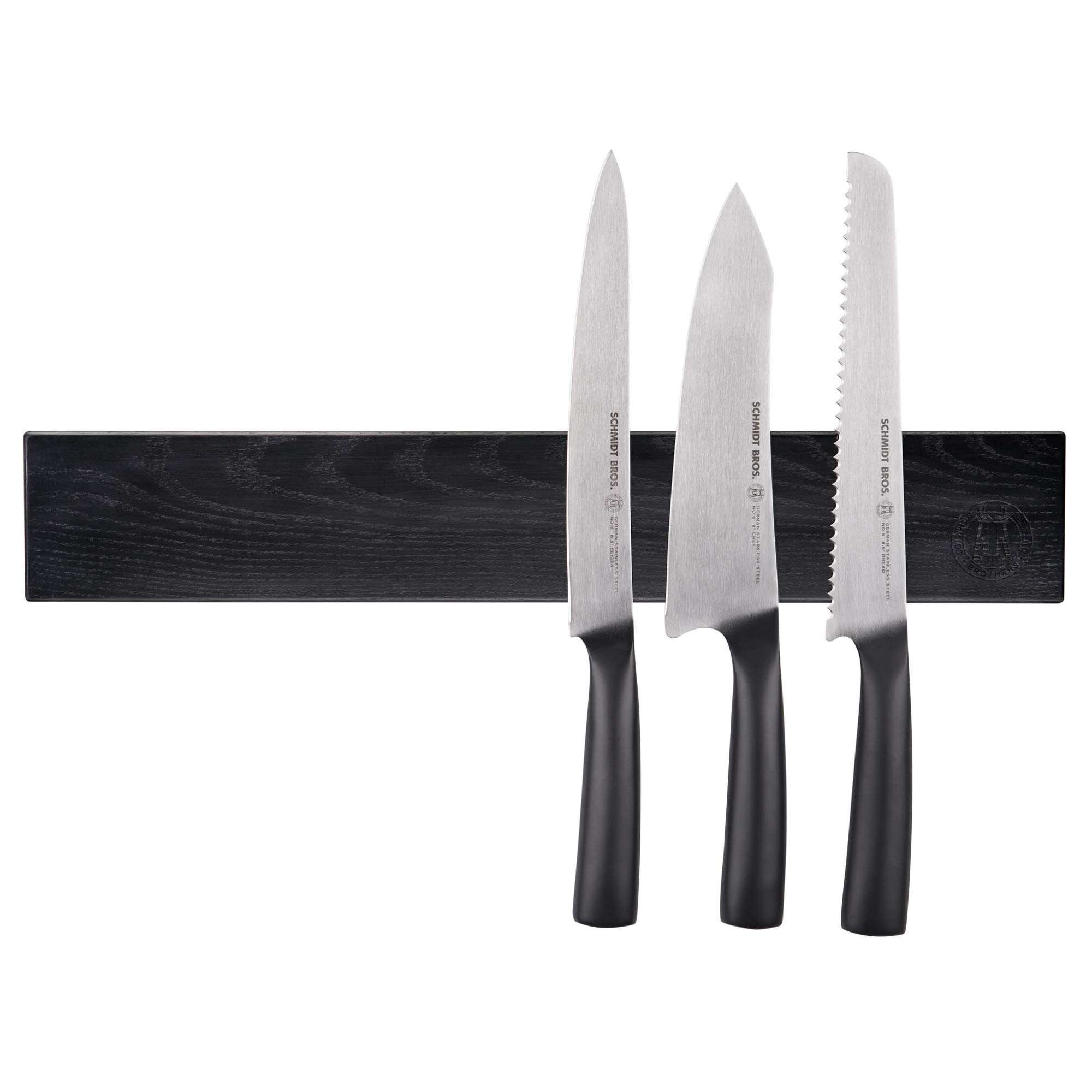 Schmidt Brothers - Black 18" Magnetic Knife Wall Bar, Universal Cutlery Storage Fits 8 - 10 Knives 1