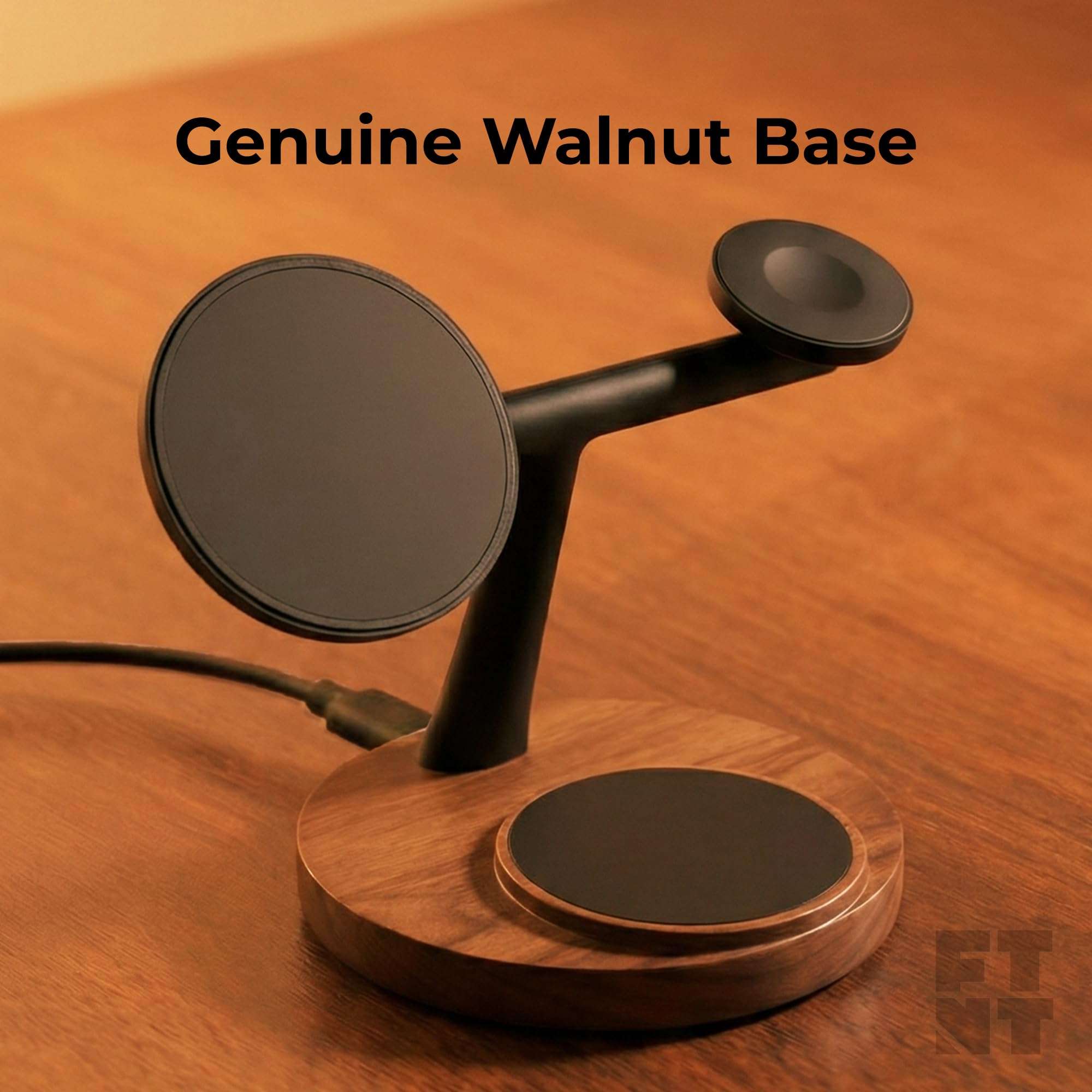 ZenStand Wireless Charging Station, 3 in 1 Charger, Genuine Wood Design, Compatible with MagSafe, Compatible with Apple Watch, Desk Accessory, 15W, Charger Station, Power Adapter/Cable Not Included 4