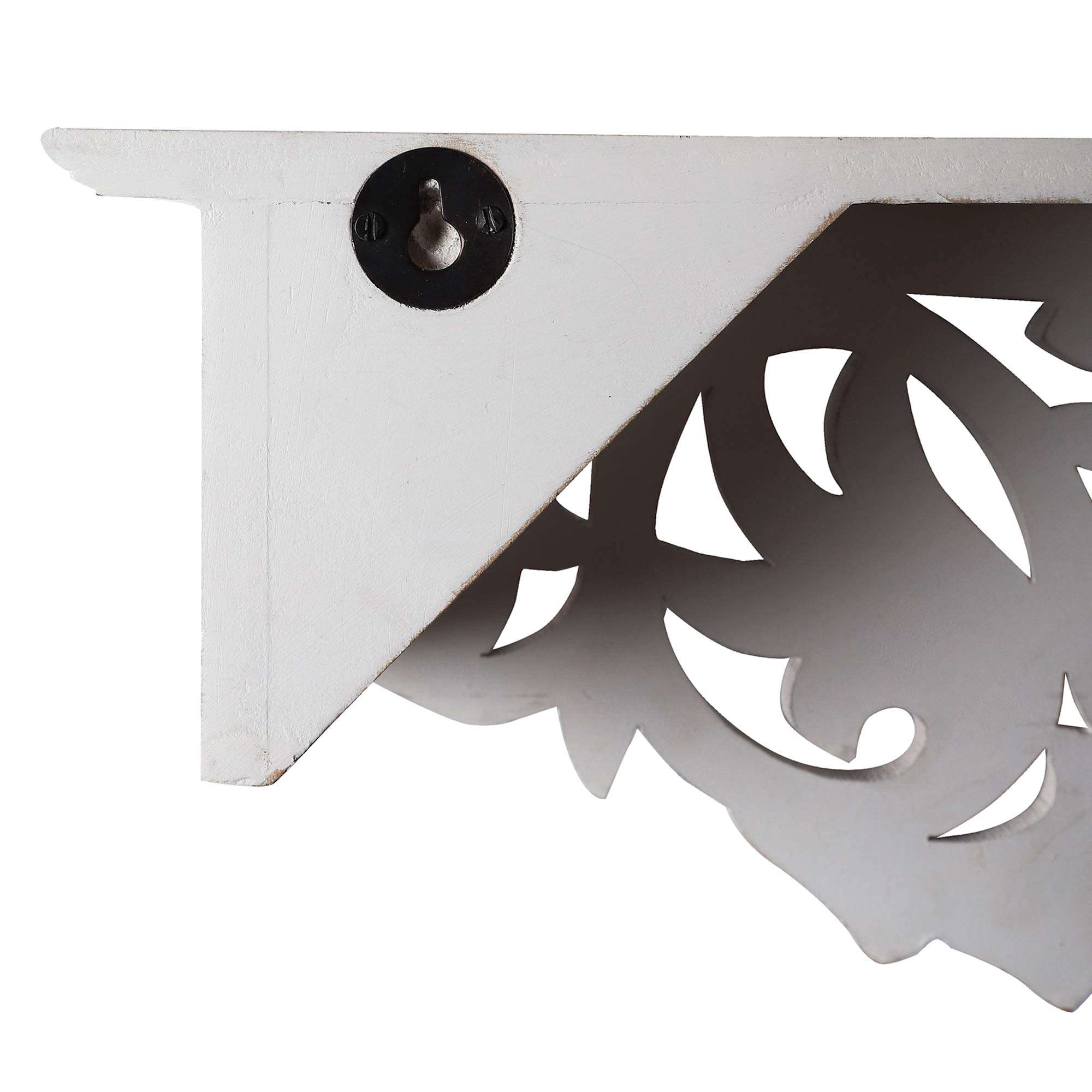 The Urban Store Decorative and Handcrafted Engineered Wood Distressed Wall Shelf - White Finish - 50cm x 15cm x 20cm 5