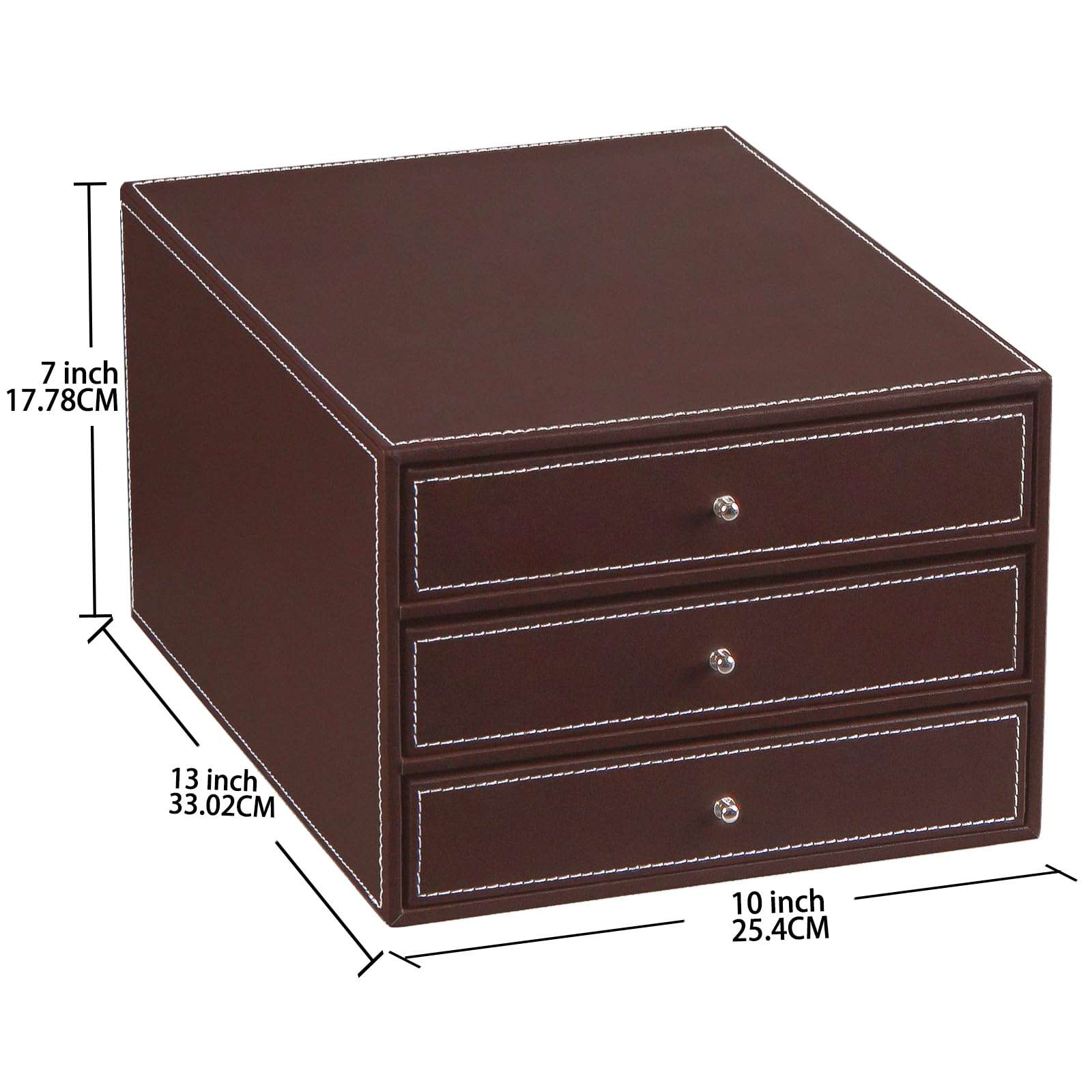 Desktop Organizer with Drawers,3 Drawer Office Desk Organizer,PU Leather Desktop Storage for Office Supplies/A4 Paper/Magazine/Book,for Office School Home 2