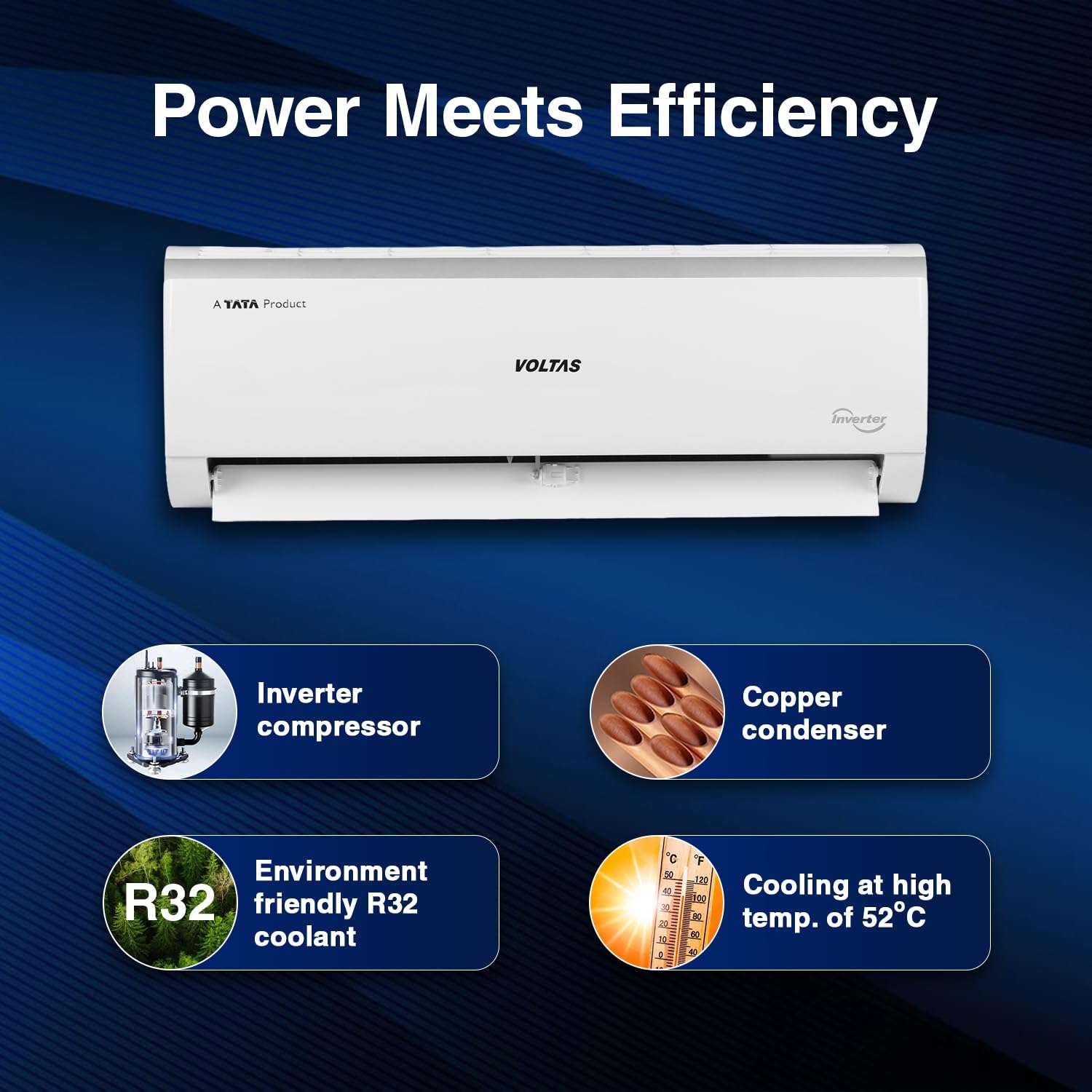 Voltas 1 ton 3 Star Inverter Split AC (Copper, 4-in-1 Adjustable Mode, Anti-dust Filter, 2024 Model, 123V CAE, White) 3