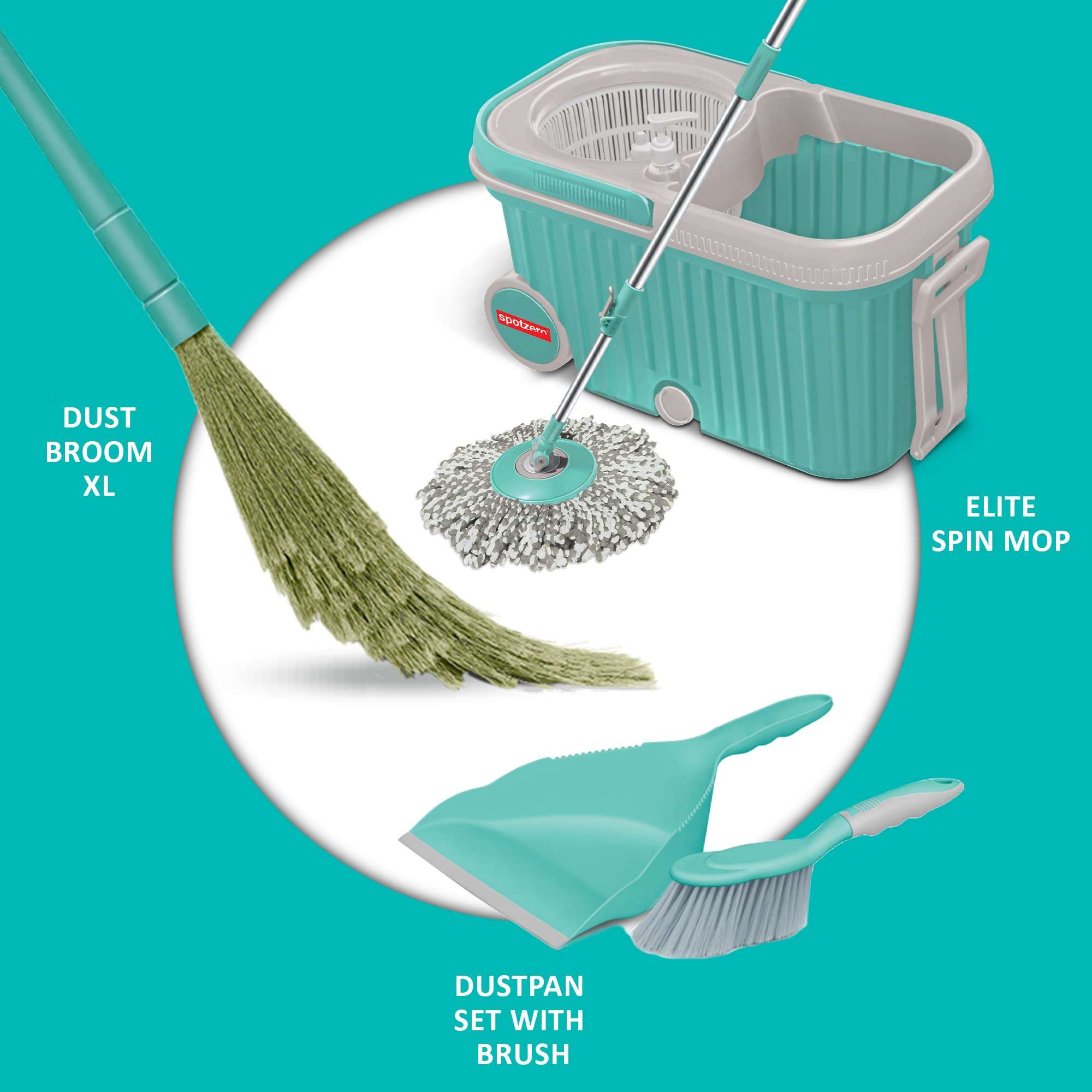 Spotzero By Milton Elite Mop, Dust Broom XL & Dustpan with Brush (Floor Cleaning Dust Broom XL - 1 Piece, Dustpan with Brush - 1 Piece) 3
