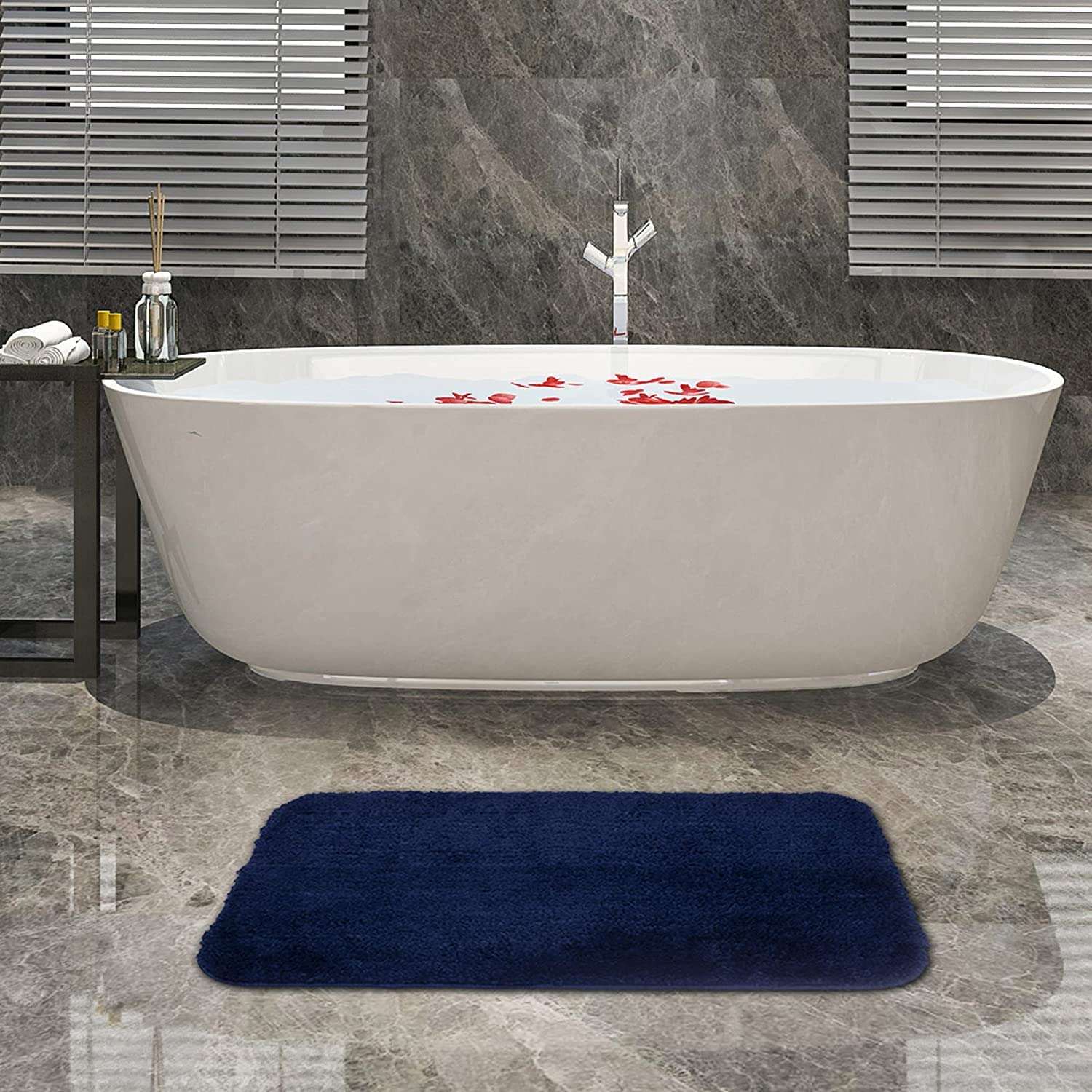 HarisonsLiving Premium Super Soft Microfiber Solid 2000 GSM Bath Mat Super Absorbent Anti-Skid Mat for Bathroom/ Bedroom/ Kitchen/ Door Mat/ Floor Mat (50 x 80 cm/ Blue) Combo Pack of 2 3