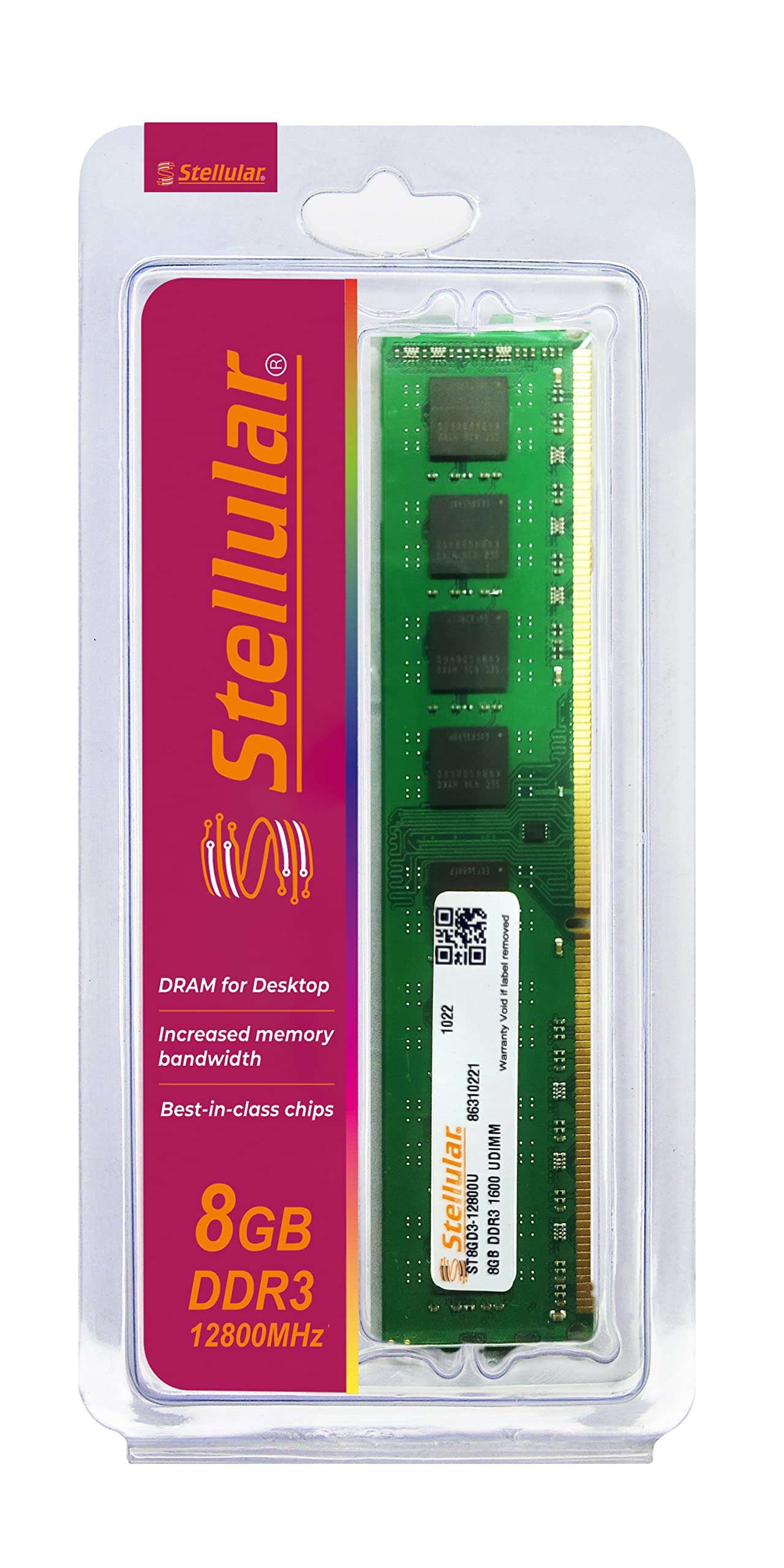Stellular 12800 (1600 MHZ) DDR3 8 GB (Dual Channel) PC (ST8GD3-12800U) Ram with 3 Years Warranty 3