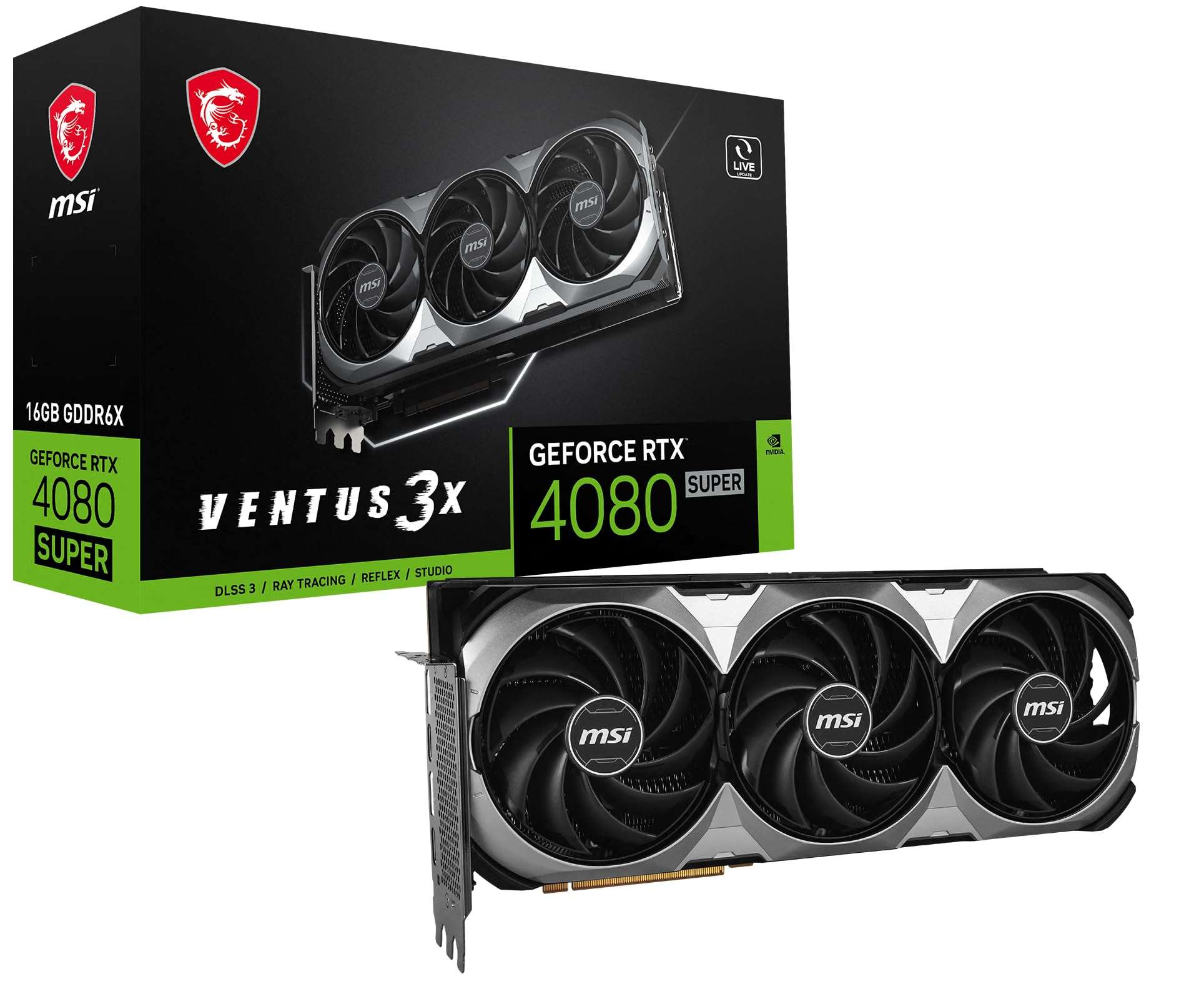 MSI Gaming RTX 4080 Super 16G Ventus 3X Graphics Card (NVIDIA RTX 4080 Super, 256-Bit, Extreme Clock: 2595 MHz, 16GB GDRR6X 23 Gbps, HDMI/DP, Ada Lovelace Architecture) 1