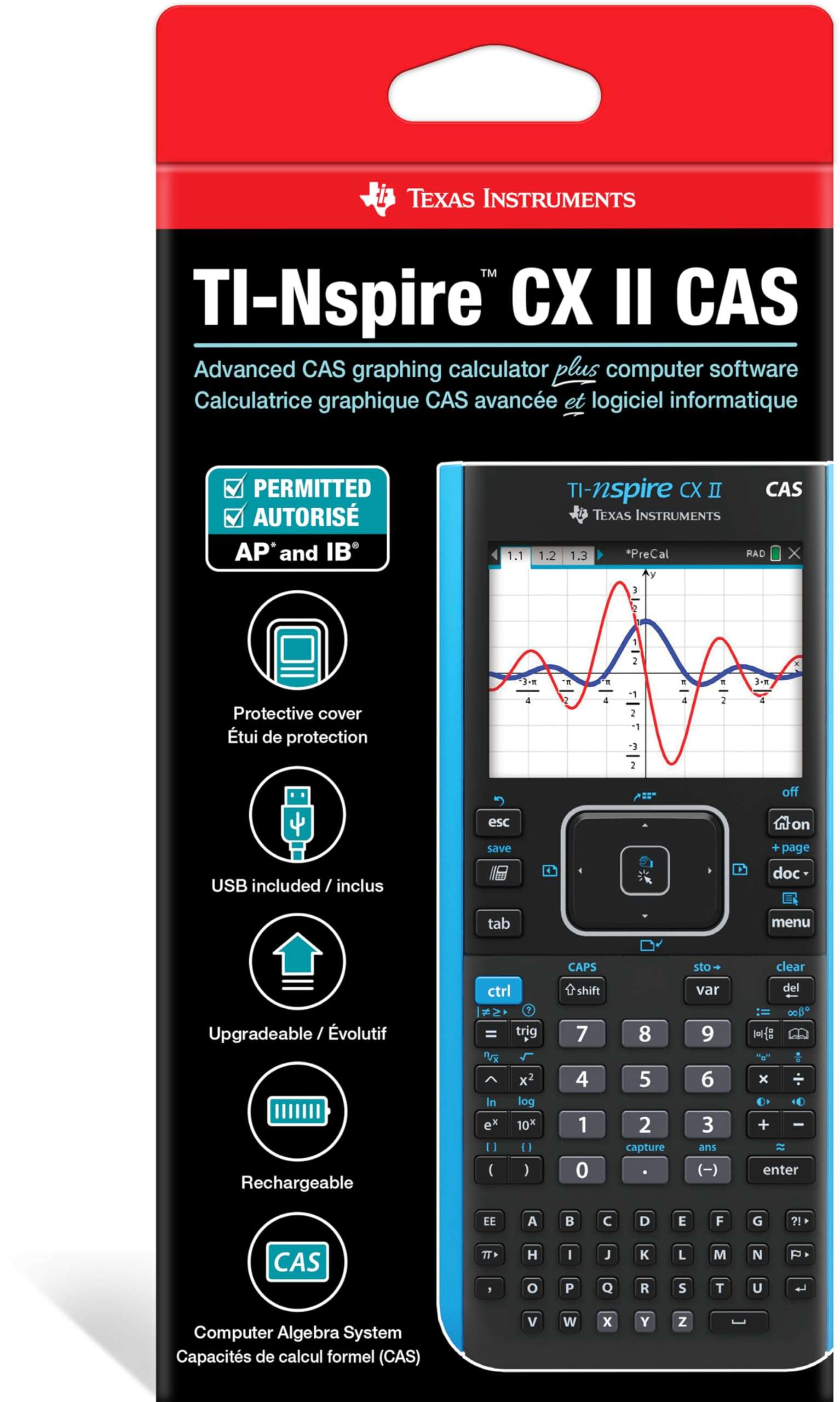 Texas Instruments TI-Nspire CX II CAS Color Graphing Calculator with Student Software (PC/Mac) 2