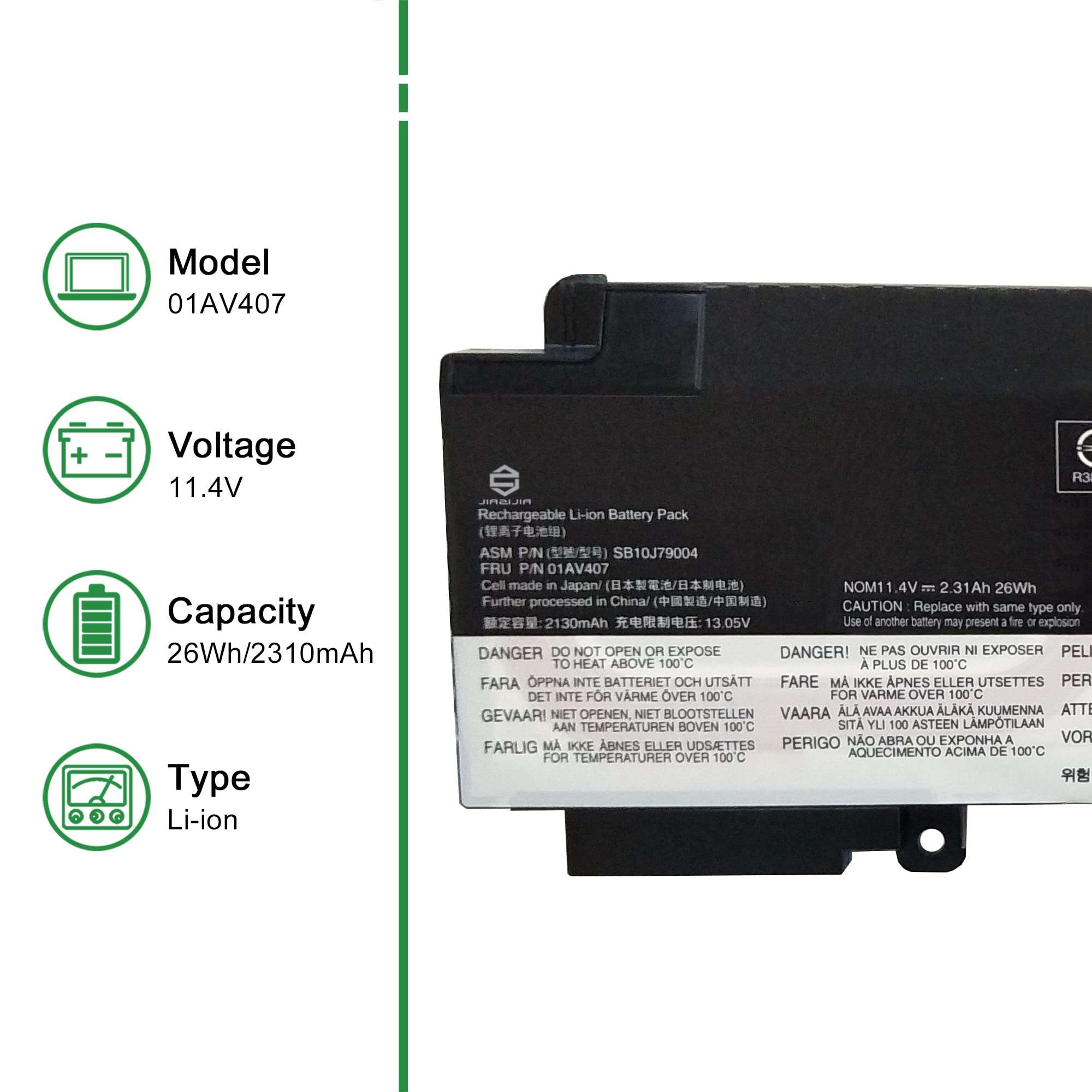 JIAZIJIA 01AV425 SB10K97582 Laptop Battery Replacement for Lenovo ThinkPad T470 T480 P51S T570 T580 A475 A485 Series 61+ 01AV491 SB10K97583 4X50M0881 01AV426 L18M6P71 SB10K97661 02DL023 10.8V 48Wh 2