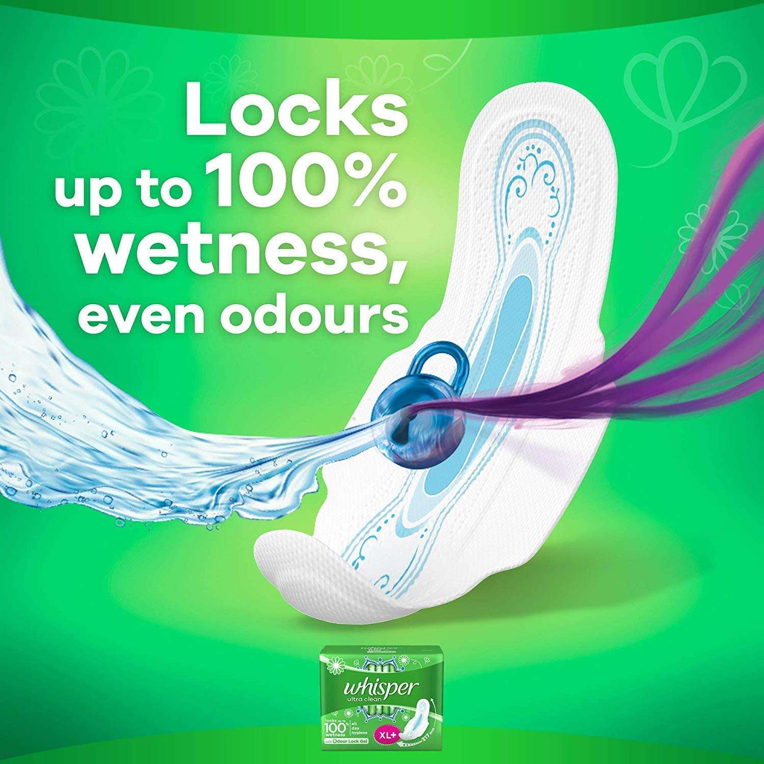 Whisper Ultra Clean XL with Odour Lock Gel Sanitary Napkins (120 Pads) 6