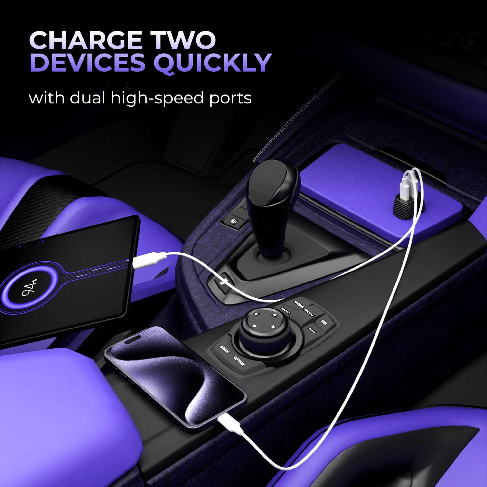 DR VAKU® TROSVOLT 53W Car Charger Fast Charging Dual Port Type C PD QC PPS 3.0 USB Car Mobile Laptop Adapter for iPhone 16/15/14/13 etc., Samsung All Series, Tablets, & Android Smartphones- Black 4