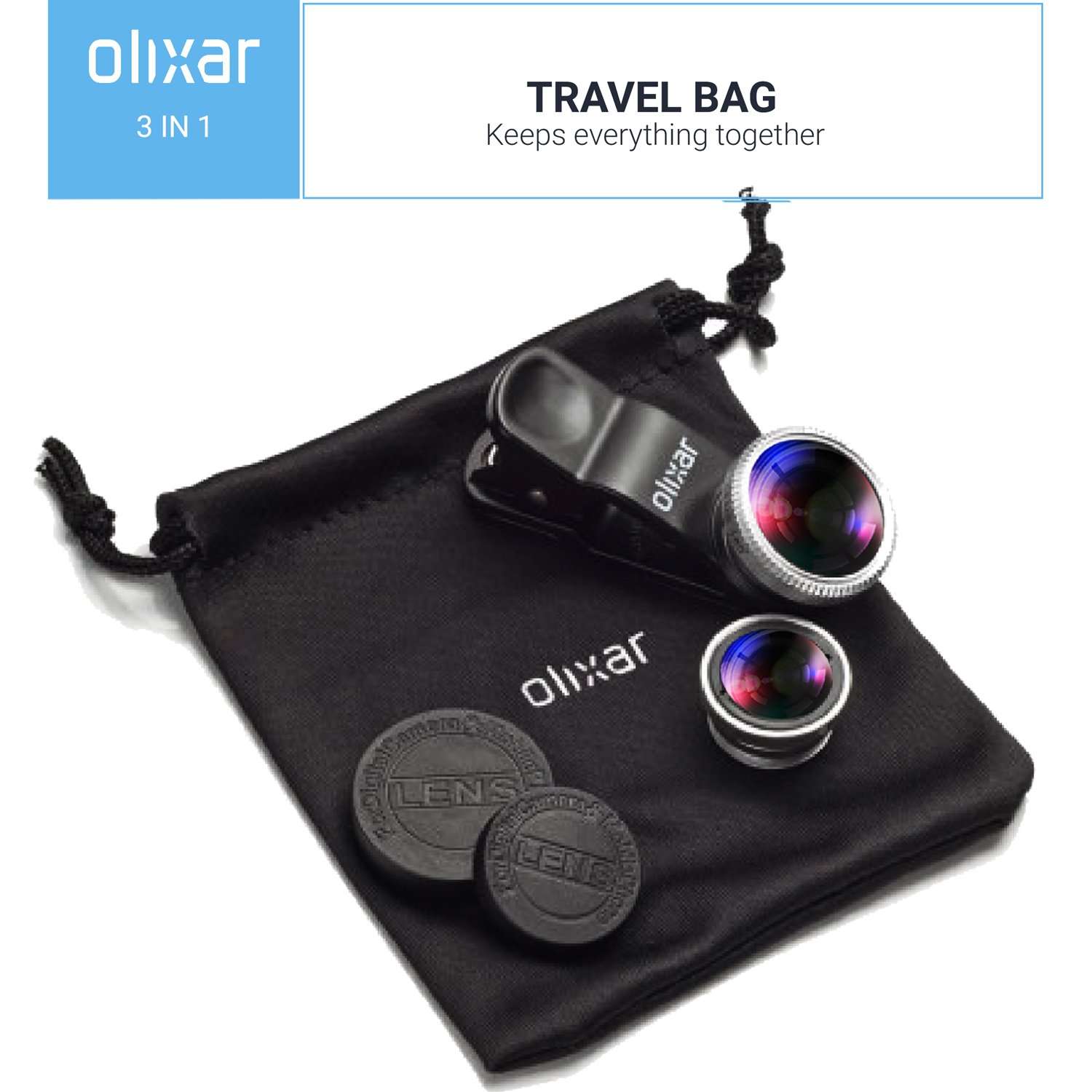 Smartphone Lens Kit - 3 in 1 Lenses - Fisheye, Wide Angle, Macro - Clip On - Photography Accessory for iPhone, Samsung, Huawei Etc - Universal Compatibility - Olixar 6