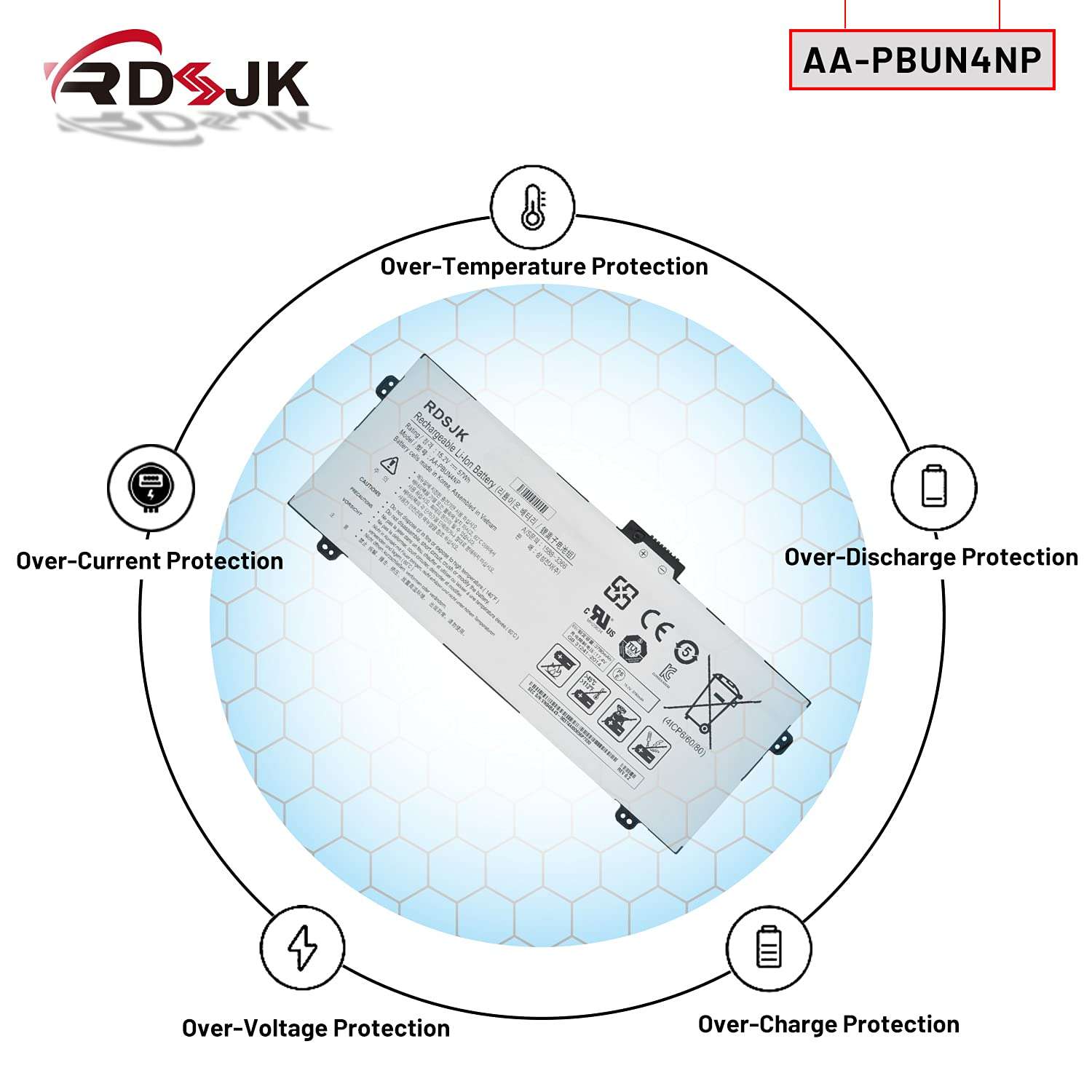 RDSJK AA-PBUN4NP PBUN4NP Laptop Battery for Samsung ATIV Book 9 Pro NP940Z5J NP940Z5L NP940Z5L-X01US NP940Z5L-X03US NP940Z5L-S03US Series AAPBUN4NP BA43-00374A 4ICP6/60/80 15.2V 57Wh 6
