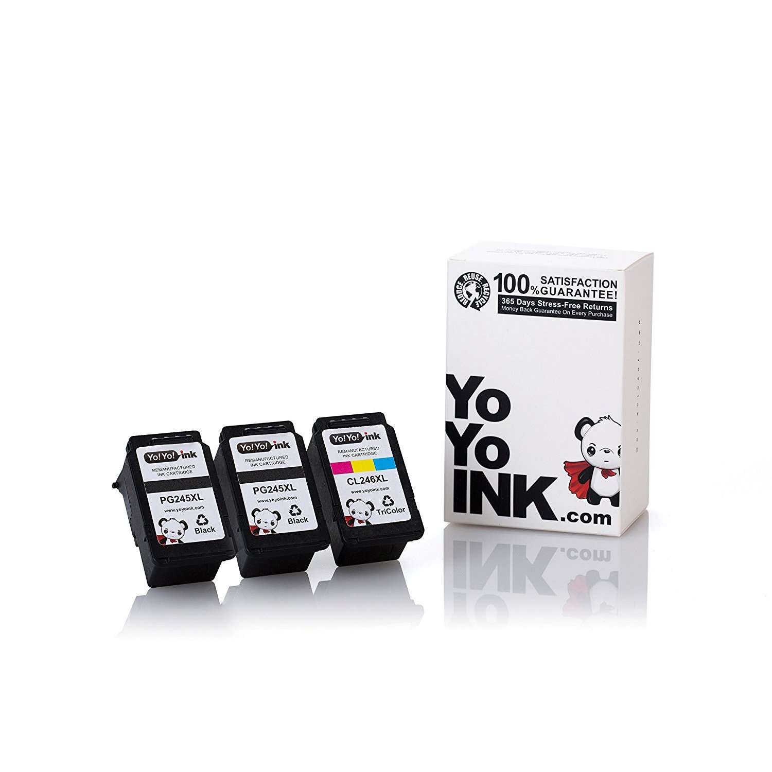 YoYoink Remanufactured Ink Cartridges Replacement for Canon PG245XL CL246XL High Yield (2 Black, 1 Color; 3 Pack) - Compatible with MX490 MX492 MG2920 iP2820 1