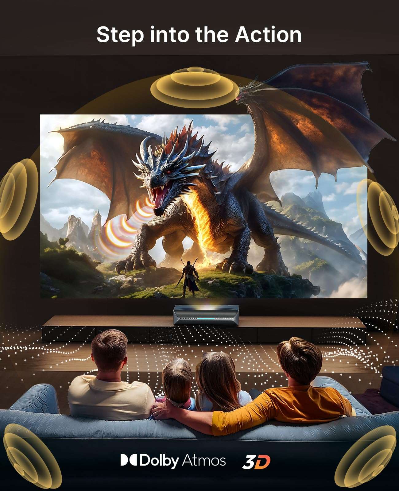 NexiGo Aurora Pro MKII Bundle, 4K Tri-Color Laser UST Projector, Scene Adapt Engine with Dynamic Iris & Laser Dimming, 0.21:1, Dolby Vision & Atoms, HDR10+, Active 3D, with DLP Link 3D Glasses(2 Pack) 6