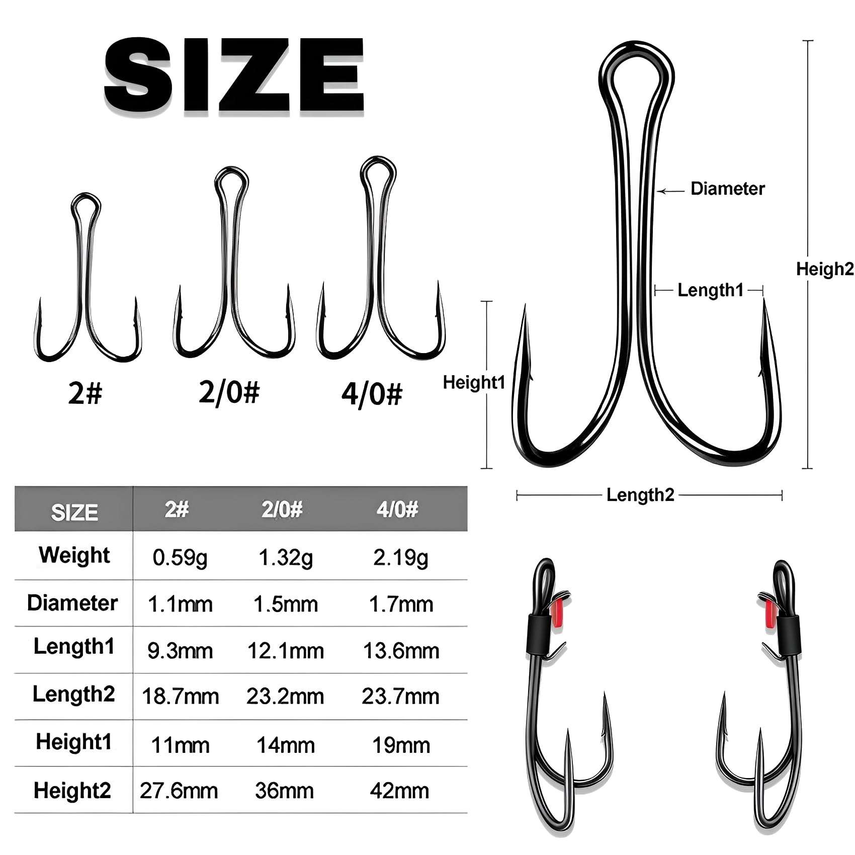 Double Fishing Hooks-Live Shrimp Hook Bait Holder Hooks,Fishing Lures Saltwater Freshwater Fishing Gear Fishing Lure (6, #2) 5