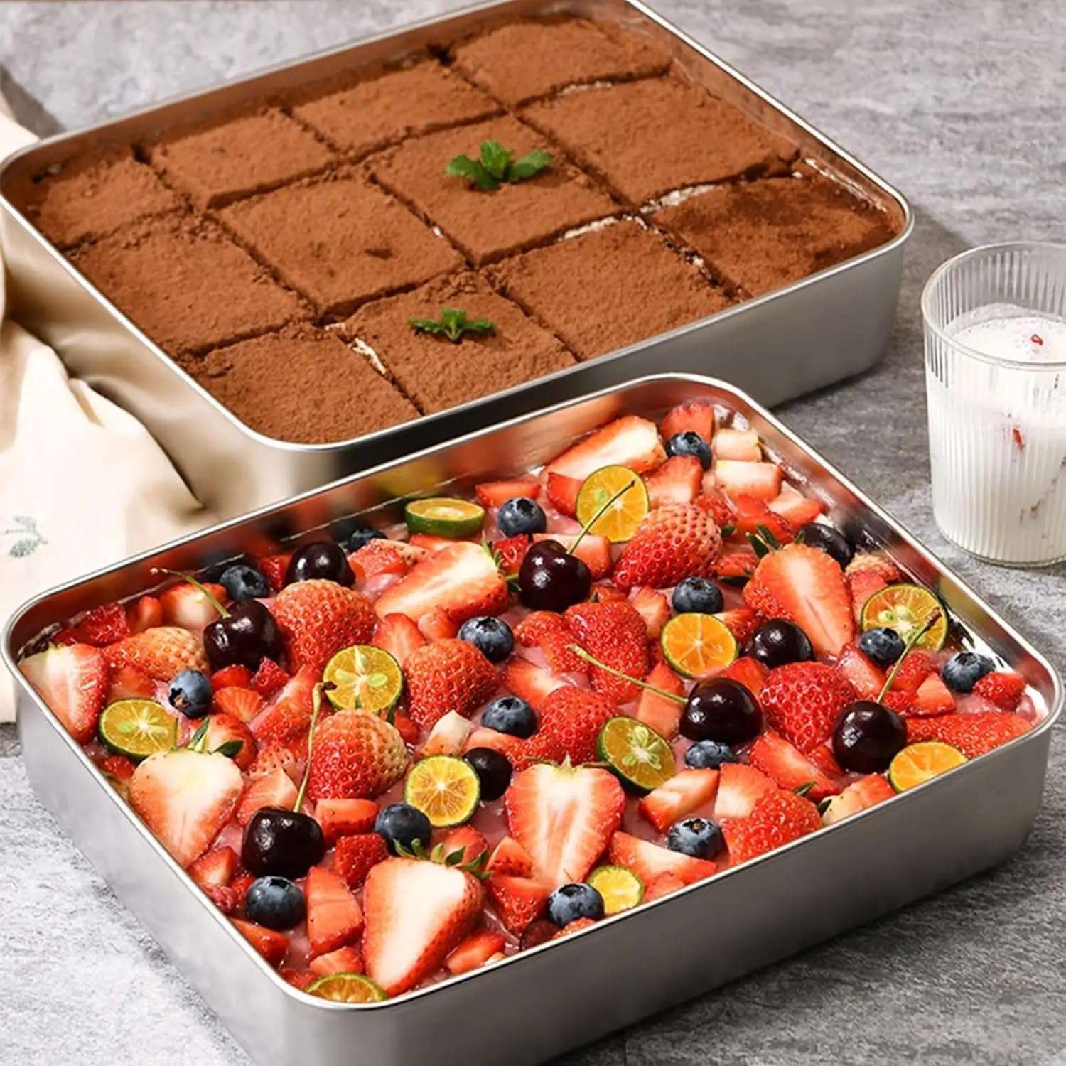 clicklance Stainless Steel Food Storage Container with Transparent Lid | Airtight Leakproof Tray for Kitchen, Microwave, Freezer, BBQ,Dishwasher Safe 2000ML set of 6 4