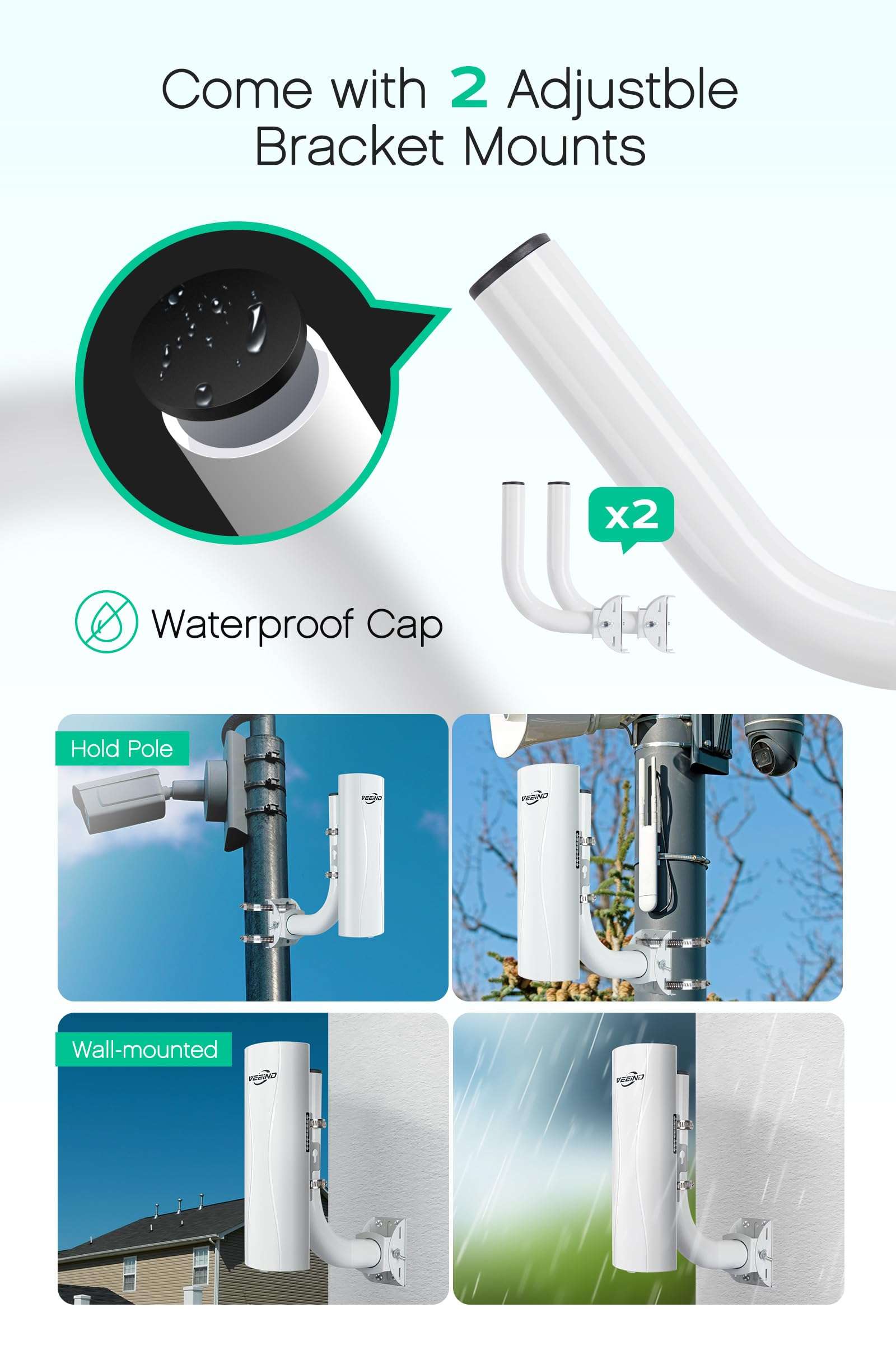 Wireless Bridge with 2 Bracket Mounts - 900Mbps 5KM 5.8G - 100/1000Mbps LAN Port CPE820 Point to Point Wireless Bridge Outdoor, WiFi Bridge for PTP/PTMP, 14dBi, 24V PoE, 2 Pack 6