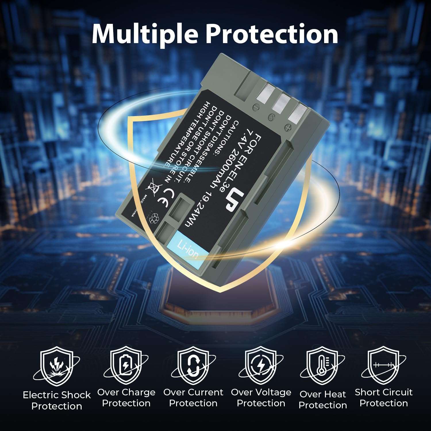 LP EN-EL3e, EL3a, EL3 Battery, 2600 mAh Battery Compatible with Nikon D700, D300s, D300, D200, D100, D90, D80, D70s, D70, D50, MH-18, MH18a, MH-19, MB-D200, MB-D10 Camera 4