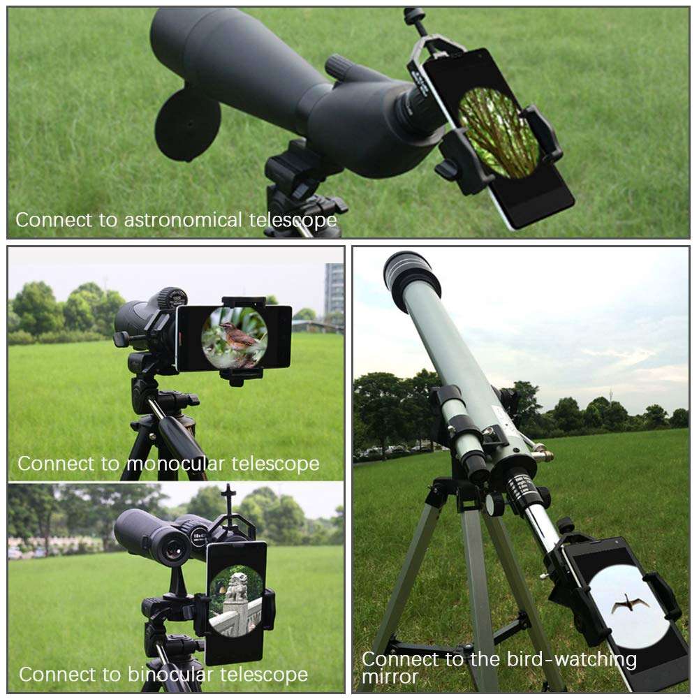 Universal Phone Telescope Mount, Binocular Monocular Microscope Adapter, 5-9cm Phones, Black 5