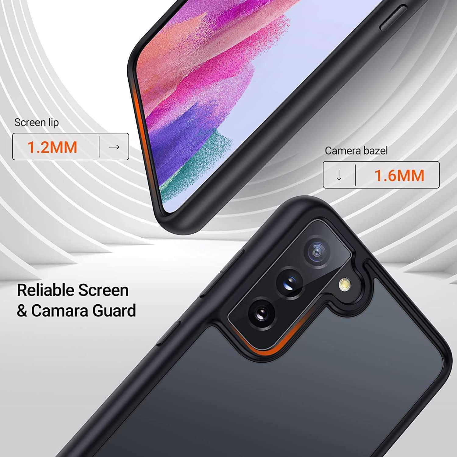 TORRAS Shockproof Designed for Samsung Galaxy S21 FE Case,Military Grade Drop Tested S21 FE Case, Translucent Matte Back with Soft Silicone Edge Slim Designed for Samsung Galaxy S21 FE 5G Case, Black 4