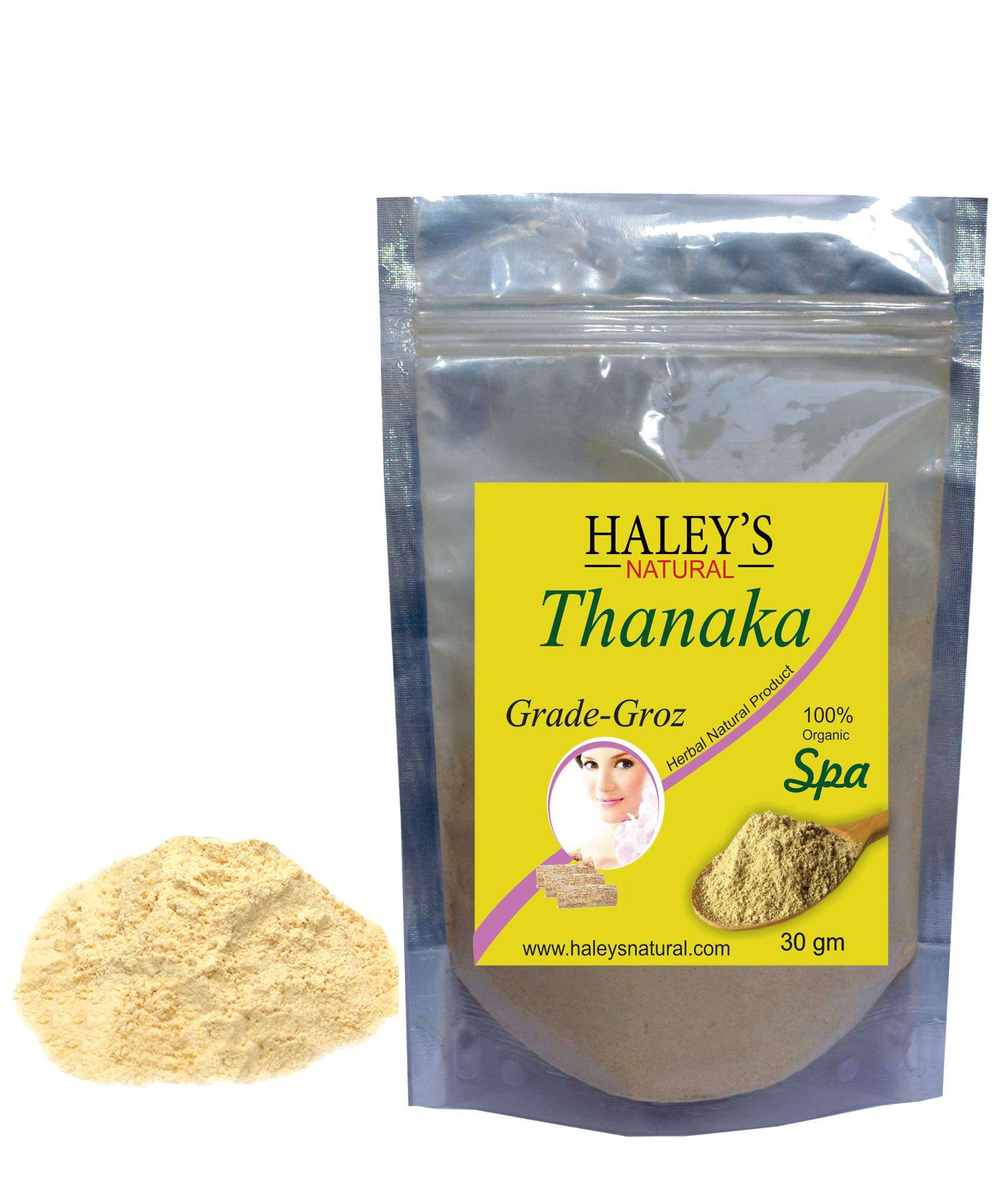 Haley's natural Thanaka Powder For Permanent Hair Removal Anti Acne Aging Whitening, Scrub, Sunscreen, Face Mask 30g 1