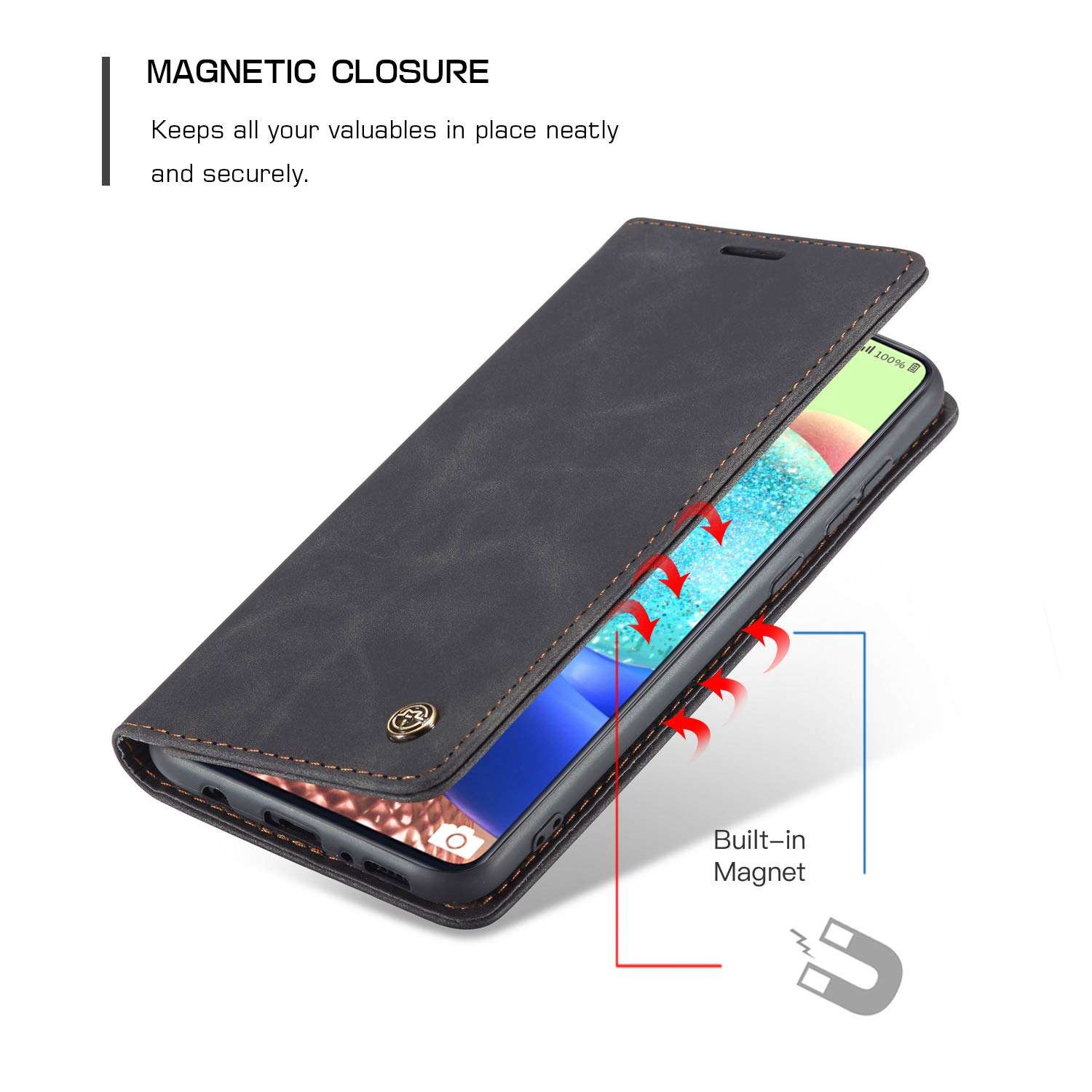 Samsung Galaxy A71(5G) Wallet Case Credit Card Holder,Magnetic Stand Leather Flip Case Cover ，Durable Shockproof Protective Cover for Samsung Galaxy A71（5G） 6.7" (Black) 3