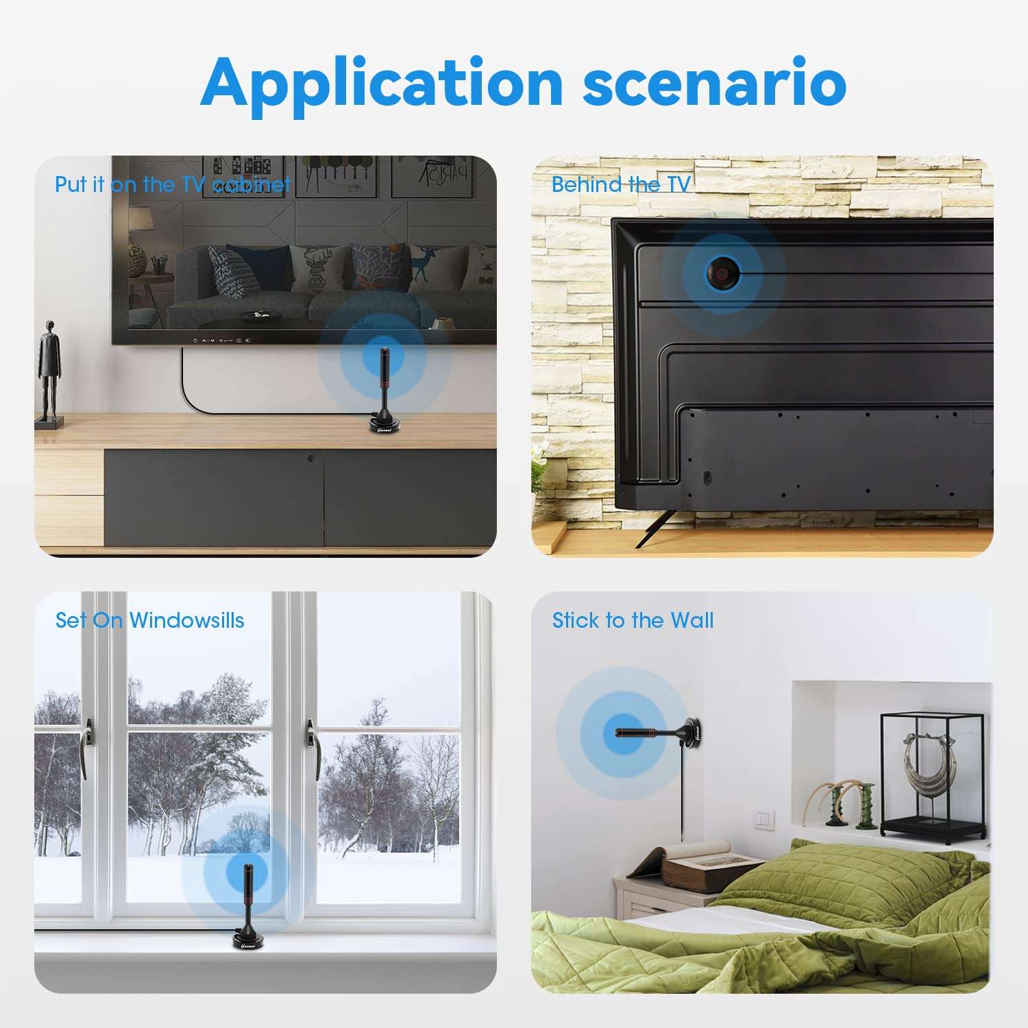 Chaowei Digital TV Antenna-DVB66 Portable Indoor Outdoor TV Antenna with Magnetic Base,16.5ft Long Cable,Omnidirectional Receiving-Support 4K 1080P TV 6