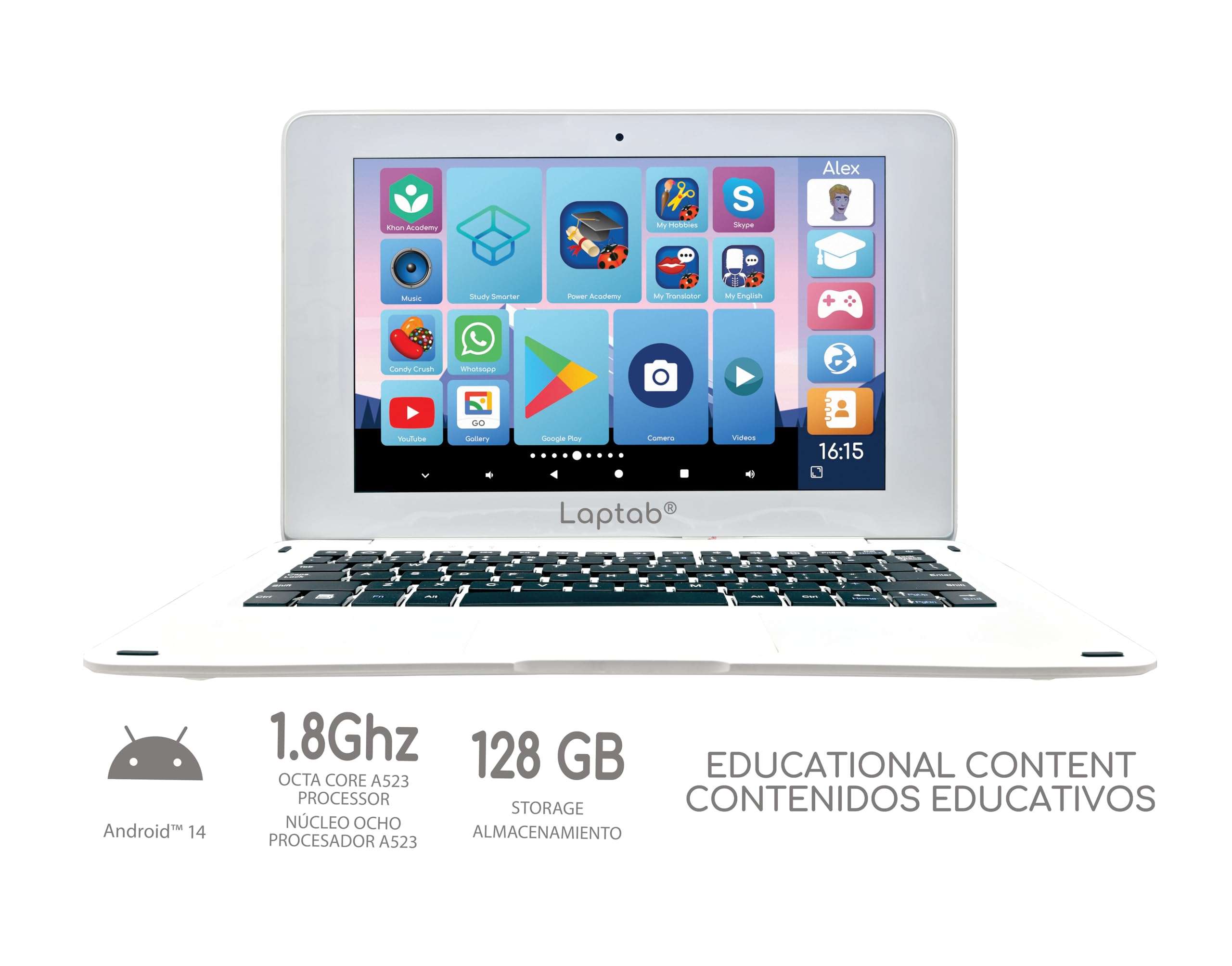 LEXiBOOK LAPTAB 10, Laptop with Touch Screen, Designed for The Whole Family, Educational and Fun Content, Powered by Android™, Parental Control, Ultra Thin and Light, LT10EN 2