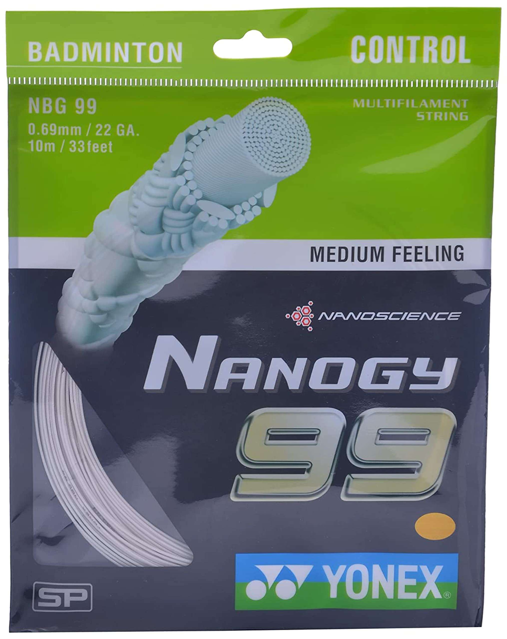 YONEX Nanogy 99 Microfiber Badminton Strings (White, 0.69mm) 1