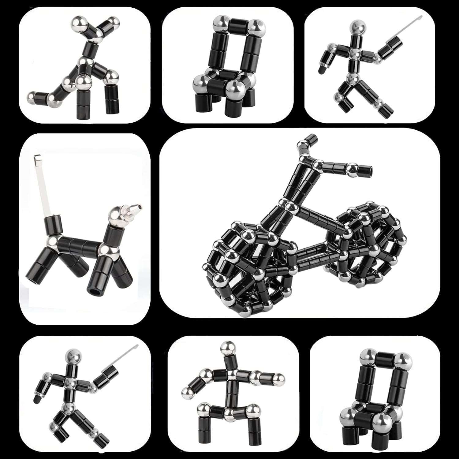 GDNK Blue Color Magnetic Pen Magnetic Pen Decompression Magnetic Metal Pen Toy Pen with Magnetic Rings and Steel Balls Multifunction Writing Magnet Pen Toys Gifts for Kids (Black) 3