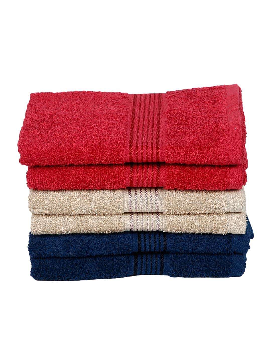 KOPA Quick Dry 100% Cotton Soft Terry Towel -6pc Hand Towel (d'ross) - Super Absorbent, Lightweight, Odour Free - for Men, Women, Kids Solid-Multi 3