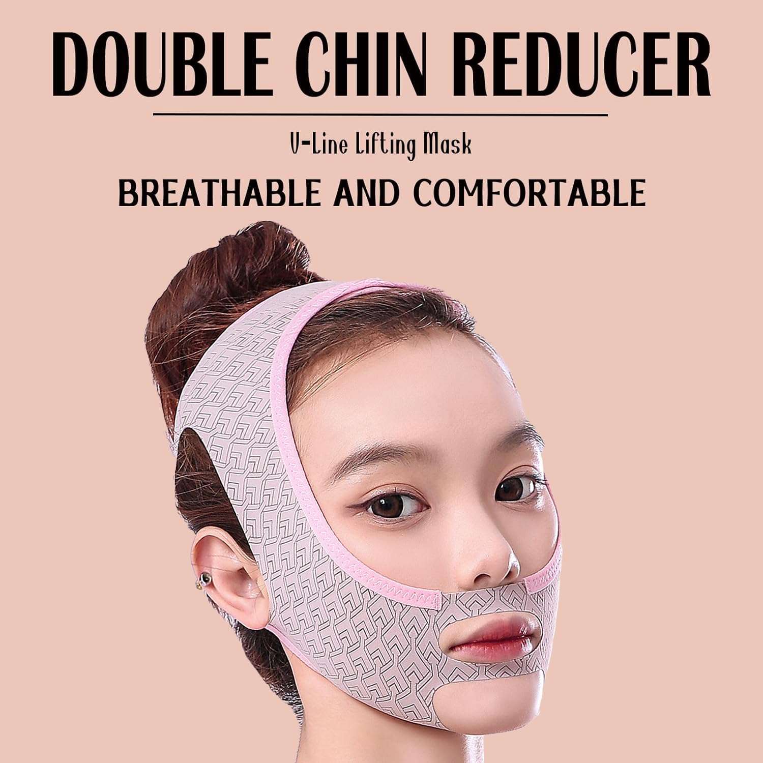 HOYECL Double Chin Reducer,V-Shape Chin Tightening Band,Face Lift Tape,Prevent Sagging,Reusable Face Slimming Belt for Women Girls 4