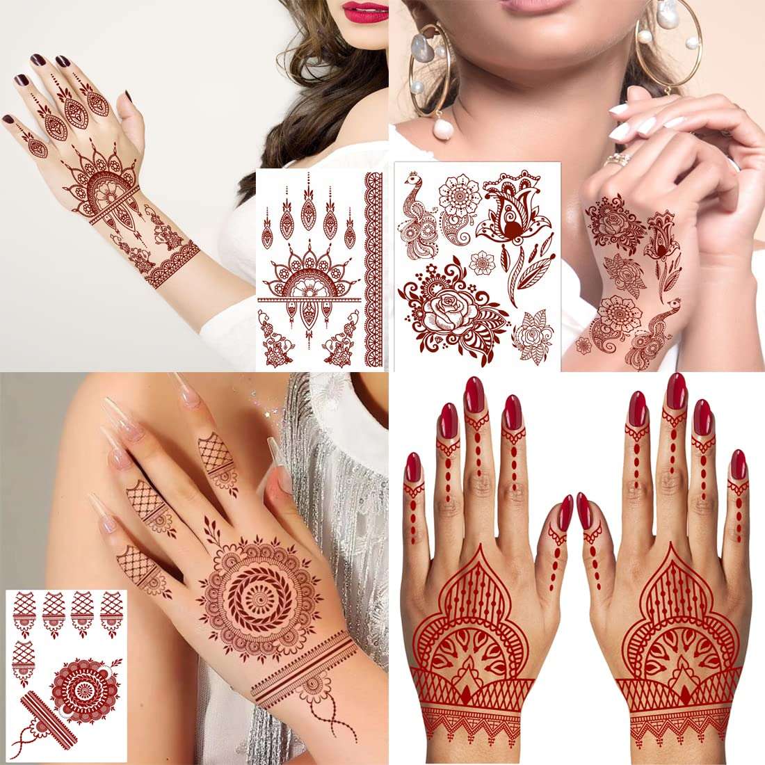 Intricate Lace Henna Temporary Tattoo Combo Pack of 4 Versatile Body Art or Woman and Girls 1