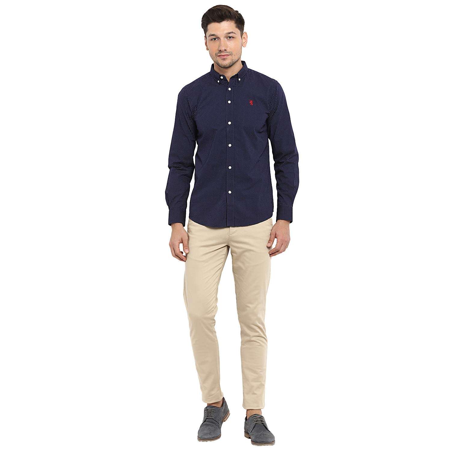 Red Tape Men's Printed Regular fit Casual Shirt (RSF9254A_Dot Navy_S 2