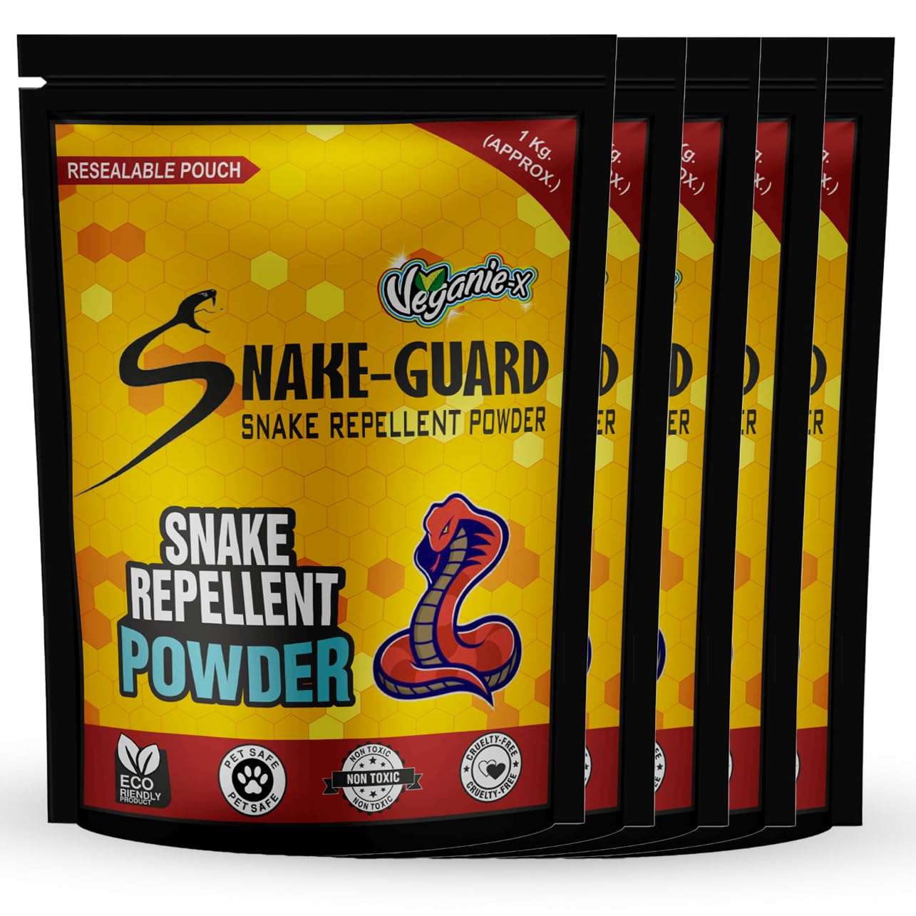 Veganie-X Snake Guard Snake Repellent Powder | Non-Toxic Safe Eco-Friendly Long-Lasting Protection | Snake Repellent for Outdoors Home-5 Kg, Pack of 5 1