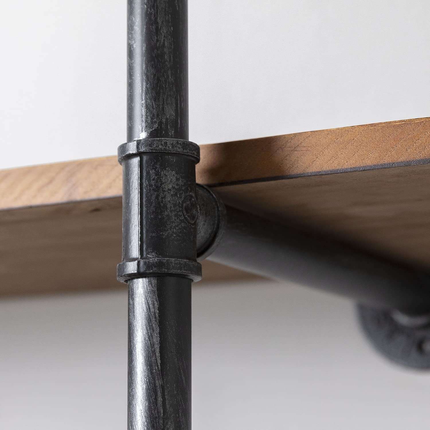 DOFURNILIM Industrial Rustic Wall Wood Pipe Ladder Floating Shelves - DIY Modern Storage Shelving Bookshelf for Bathroom Kitchen Office Home – Steampunk Bookcase (Floating Ladder shelves-51.18“W) 5