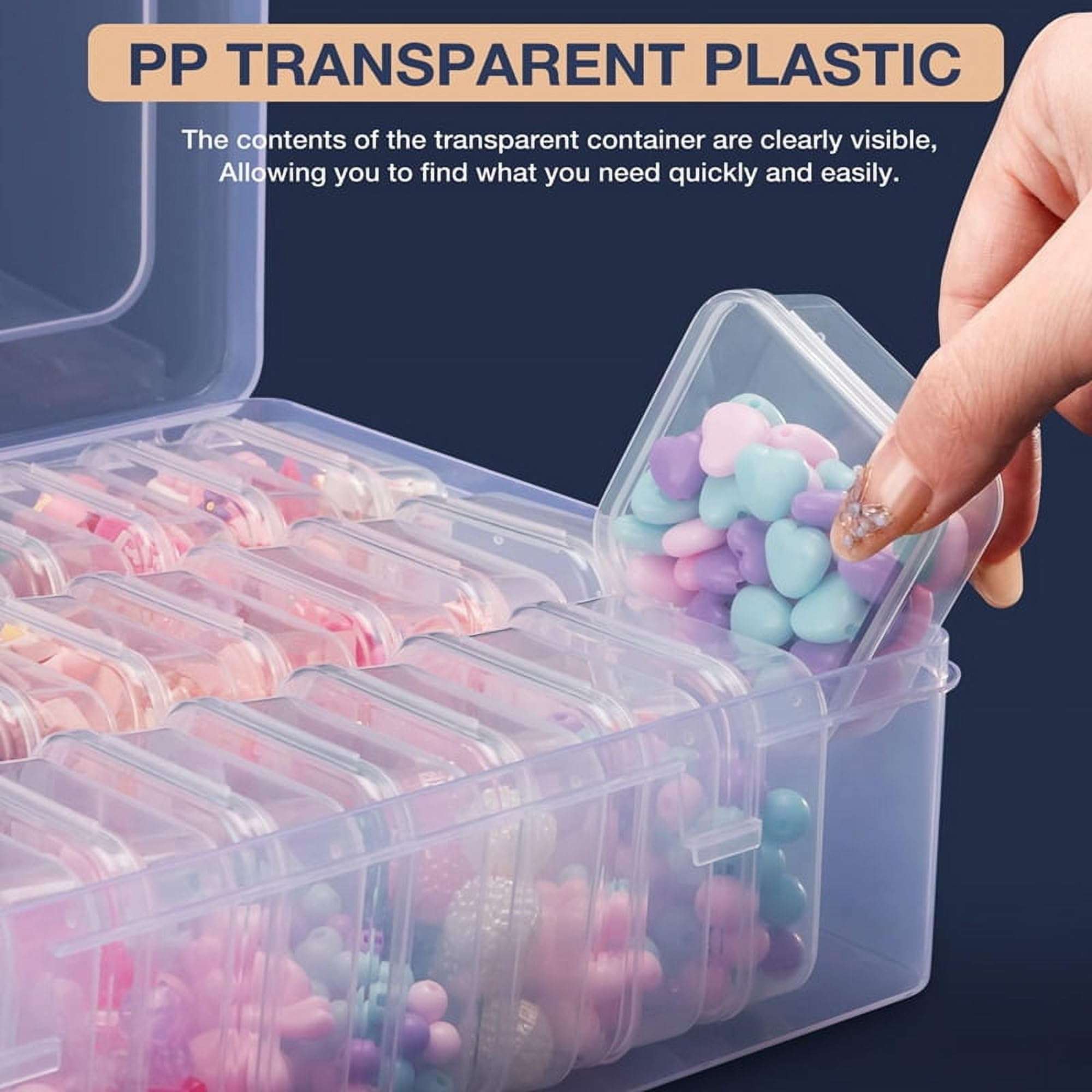 Aryamurti Clear Plastic Craft Organizer Box Set, 30 Small Inner Compartments with Large Outer Container, 22.5 x 17 x 6 cm Storage Case for Beads, Jewelry Making, DIY Supplies 5
