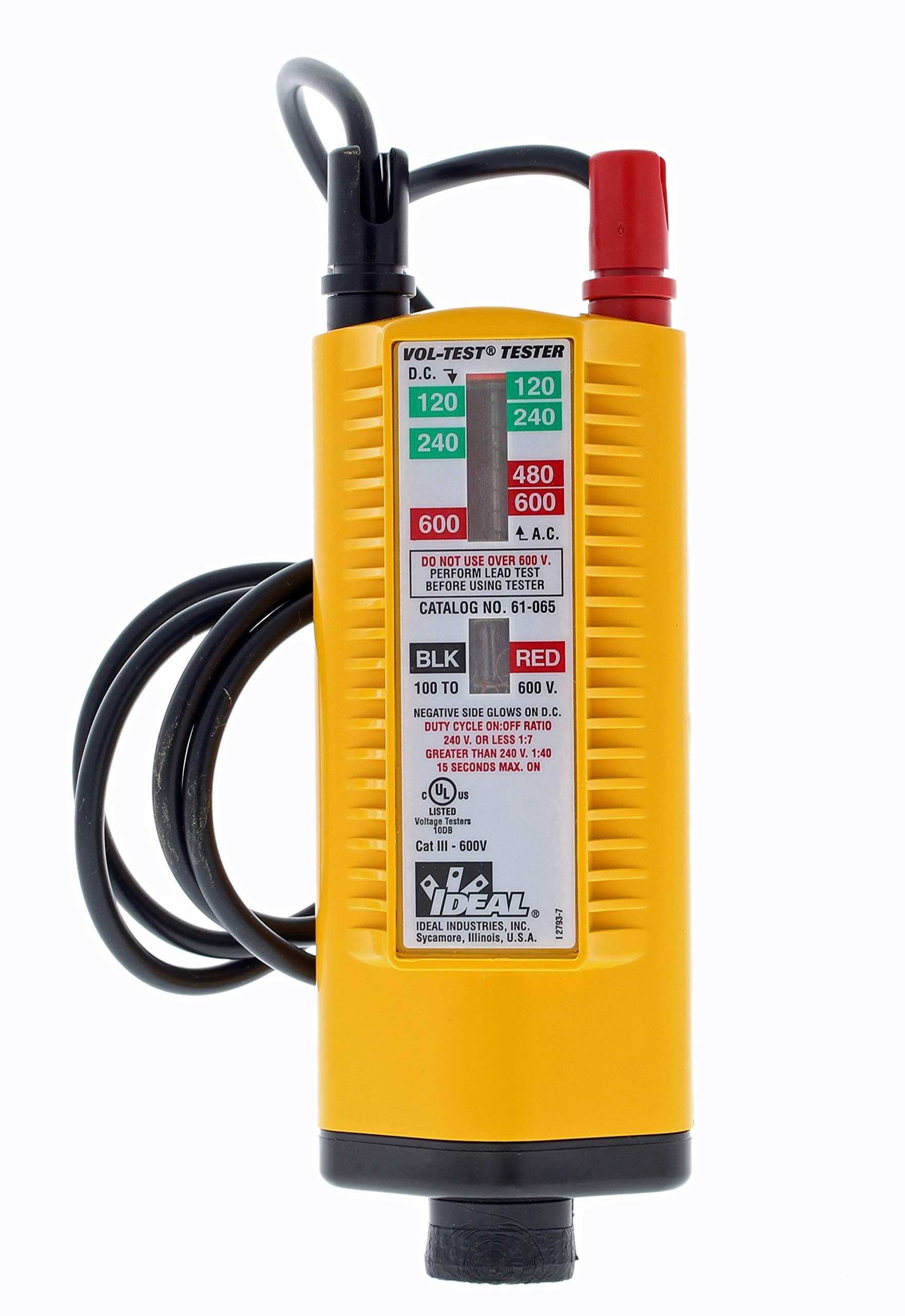IDEAL Electrical 61-065 Vol-Test Voltage Tester, CAT III for 600V,Yellow 2