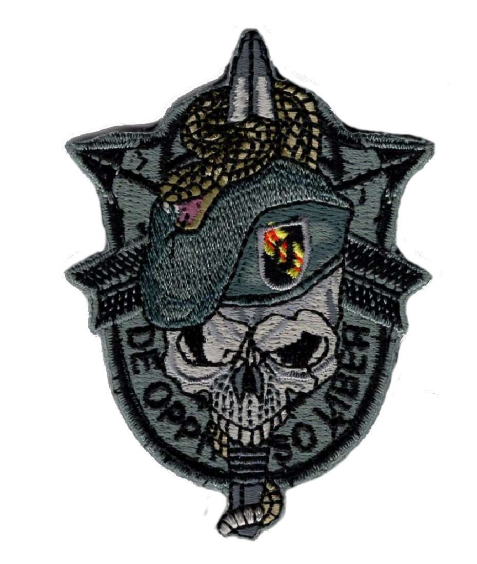 US Army Special Forces Skull Sword and Snake Hook Fastener Patch