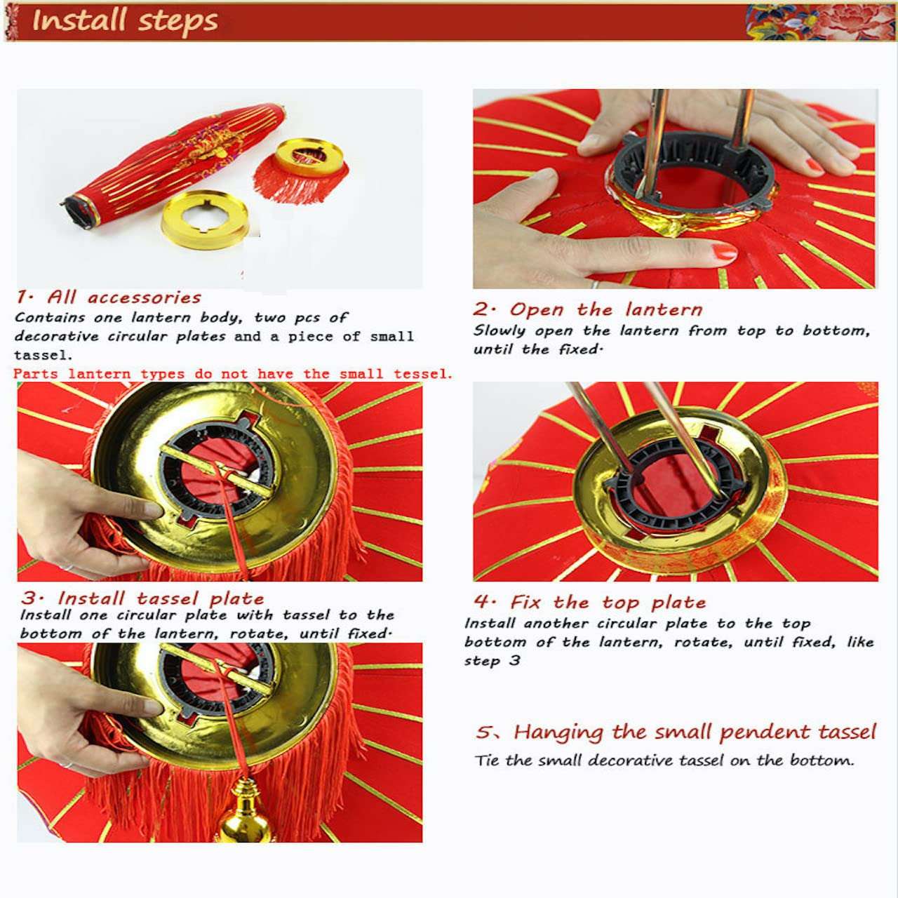 ALILA Red Nylon/Silk Akash Kandil for Diwali Balcony Lantern Lamp Shade Kandil Ceiling Jhumar for Christmas Decoration Hotels Home Garden Parties 6