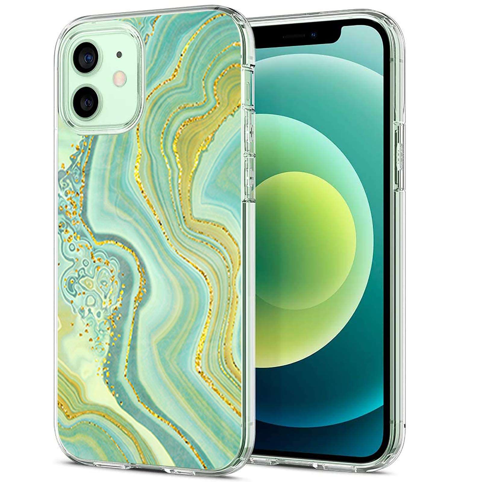 Clear Case for iPhone 12 mini Cases Cute Girly Marble Design for Girls Women, Full Body Protective iPhone 12 mini Case with Soft TPU Shockproof Protective Cover Case for iPhone 12 mini-15 1