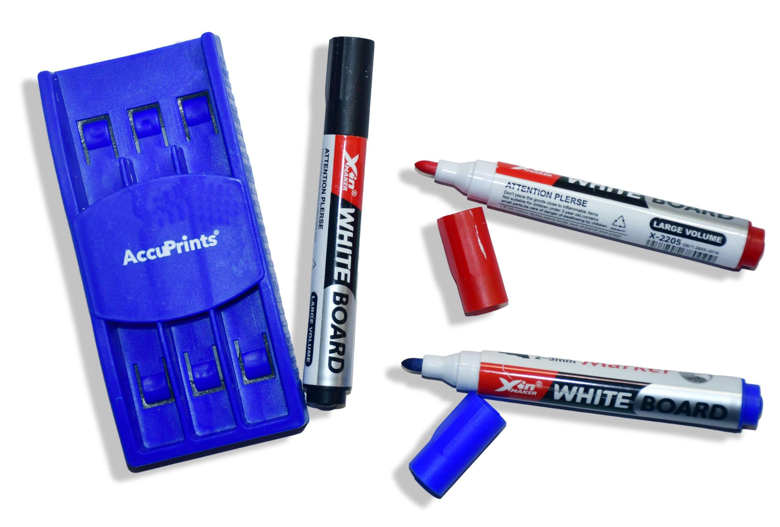 AccuPrints Set of 3 White Board Marker with Magnetics Dusters | Markers for White Board Magnetics Dry Erase Markers Fine Tip Low-Odor Whiteboard Markers with Dusters (Magnetic Duster 3 Set) (A6P0) 3