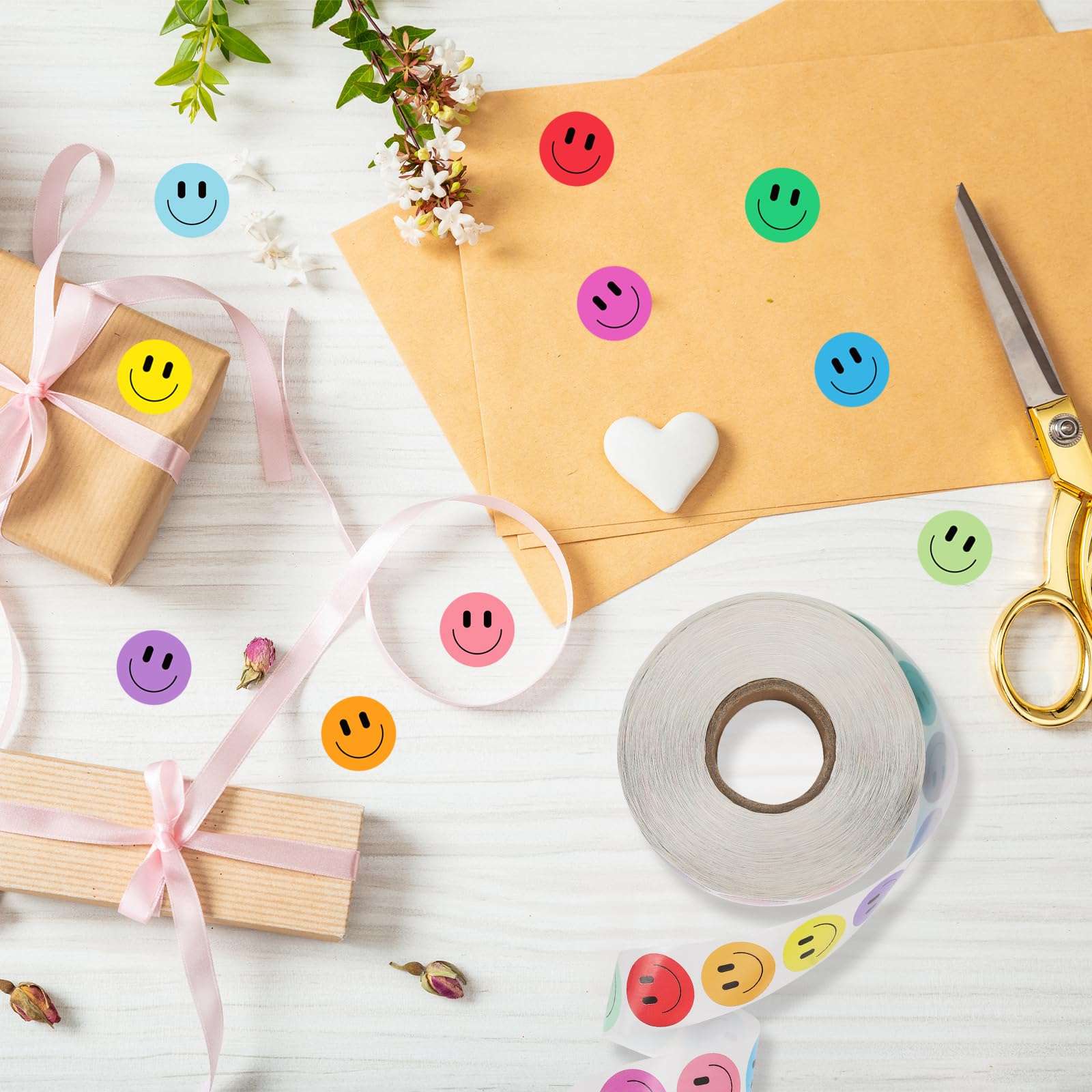 2000PCS Happy Face Stickers, 1 Inch, 10 Colors, Stickers for Kids Reward, Water Bottle Smiling Stickers, for Student Planner and School Classroom Teacher Charts Calendar Gift Wrapping 5