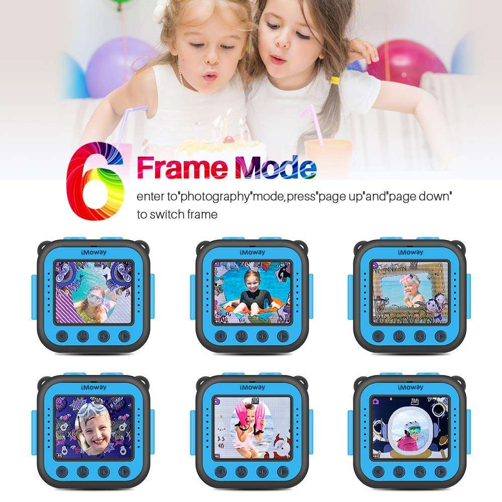 iMoway Kids Camera, Waterproof Video Cameras for Kids HD 1080P Kids Digital Cameras Camcorder with 16GB Memory Card, Card Reader and Floating Hand Grip (Blue) 5