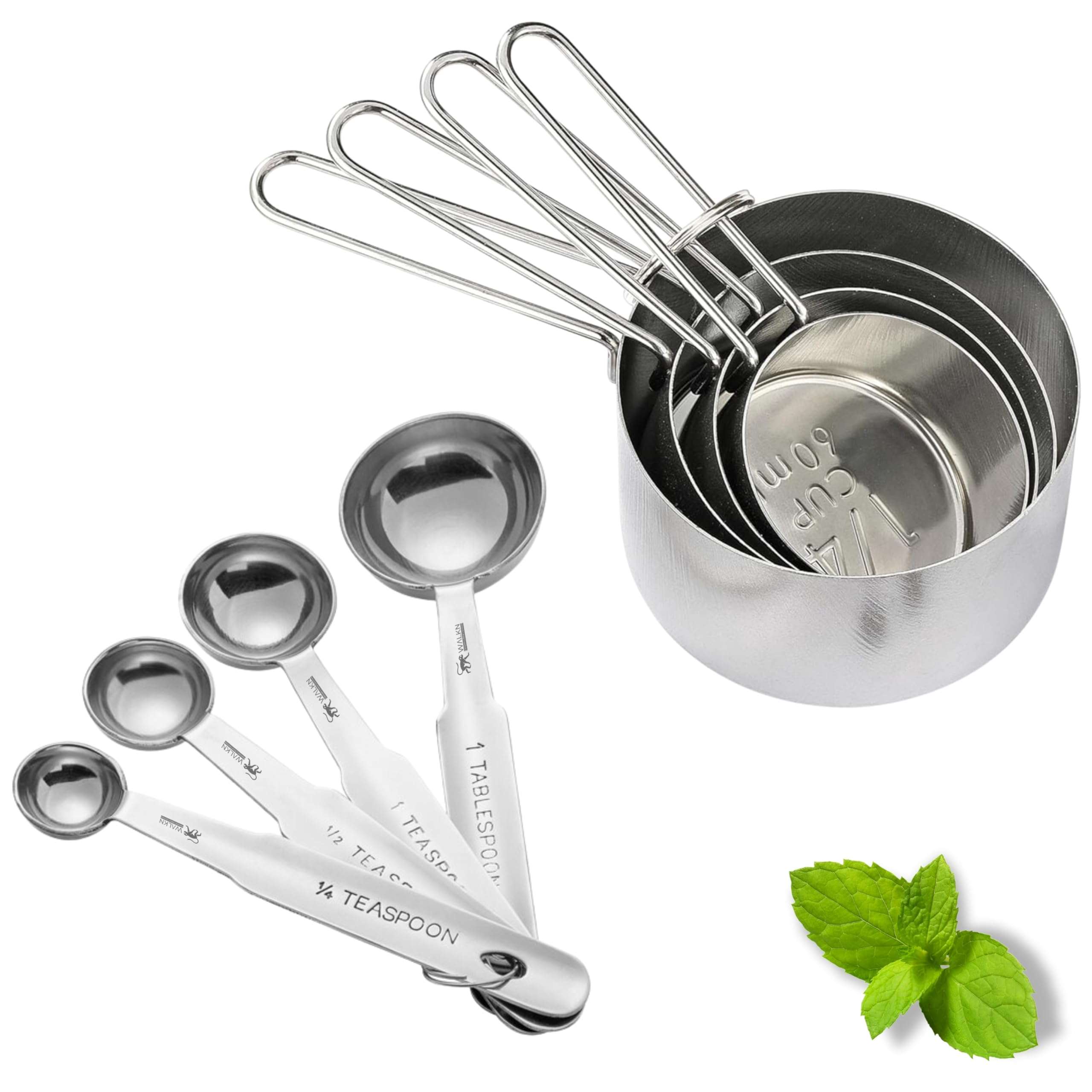 WALKN Stainless Steel Measuring Cups & Spoon Combo | Set of 4 Cups & 4 Spoons with Handles | Kitchen Gadgets for Cooking & Baking | for Dry or Liquid Ingredients 1