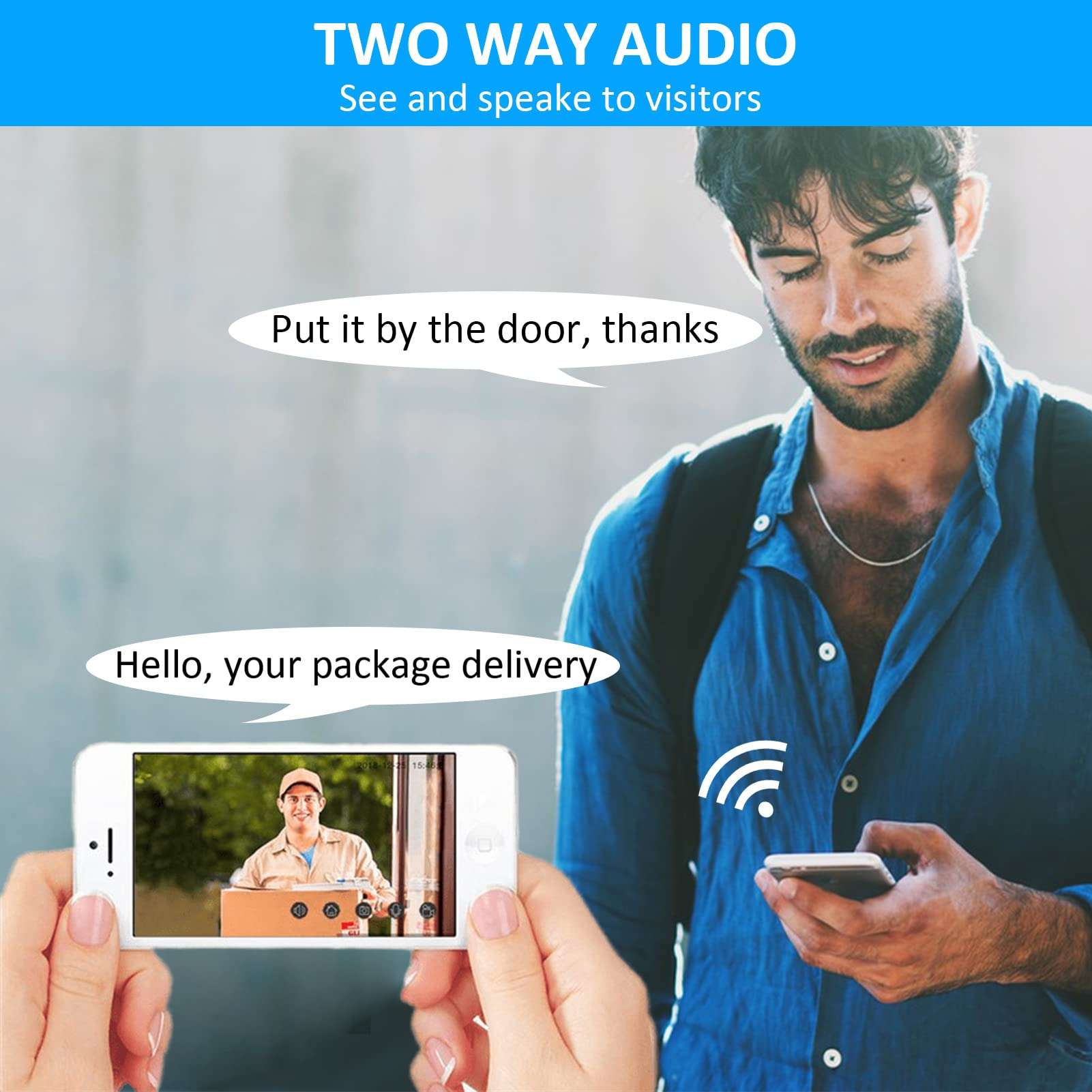 Acogedor Ring Video Doorbell WiFi Wireless Doorbell Camera with Motion Detection, 1080P HD, Night Vision, Remote Intercom Door Bell Cameras Wireless 4