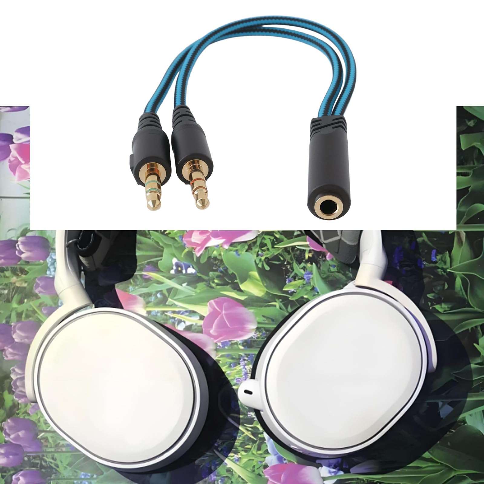 Be In Your Mind 1 Set of 2 PCs Replacement Audio Braided Cable 2M with Y Adapter Compatible with SteelSeries Arctis 3, 5, 7, Pro, Prime Gaming Headsets 3