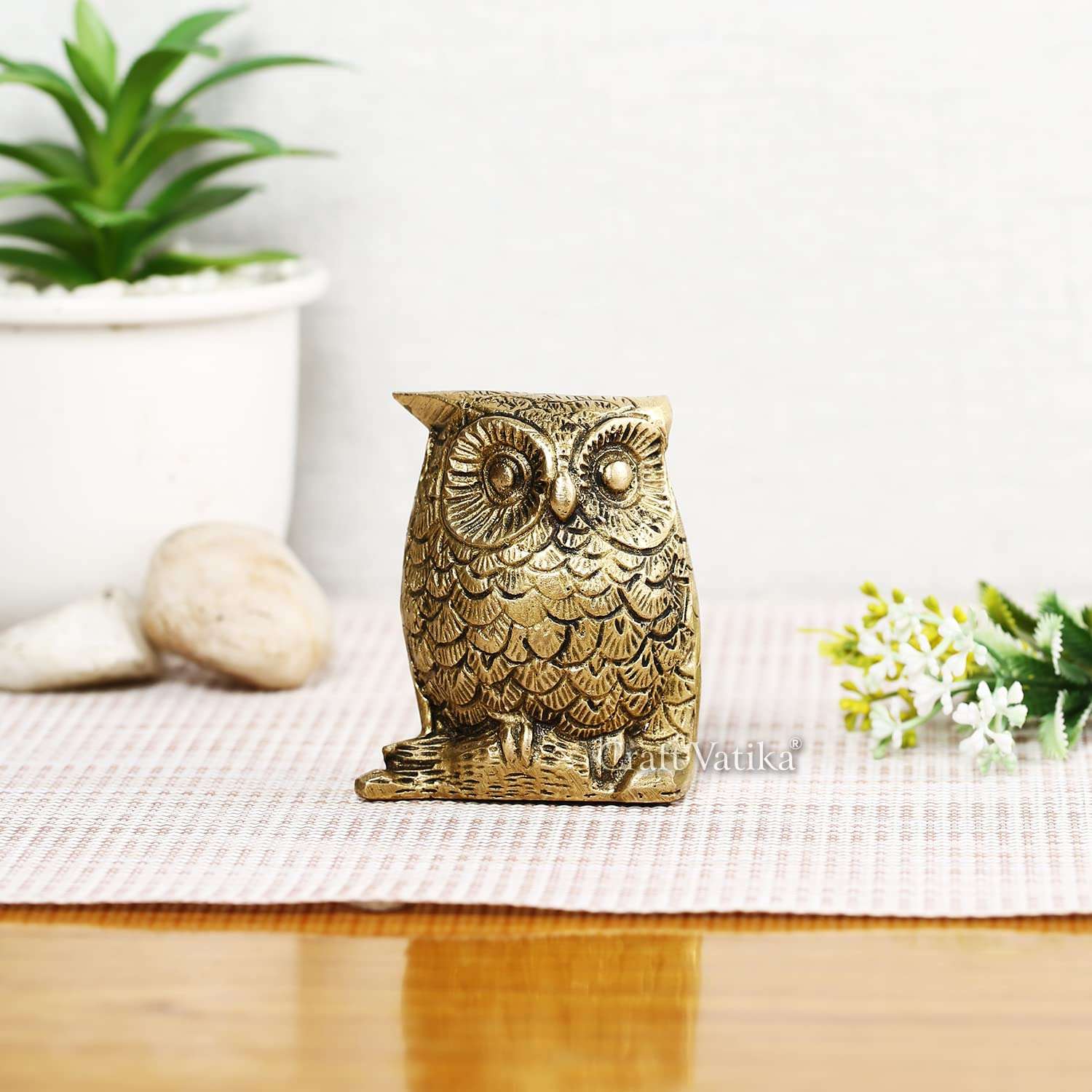 CraftVatika Brass Vintage Owl Bird Decorative Showpiece for Home Decor, Living Room, Table Top , Diwali Decoration & Diwali Gifts (3 x 2.5 x 1 inches) 1