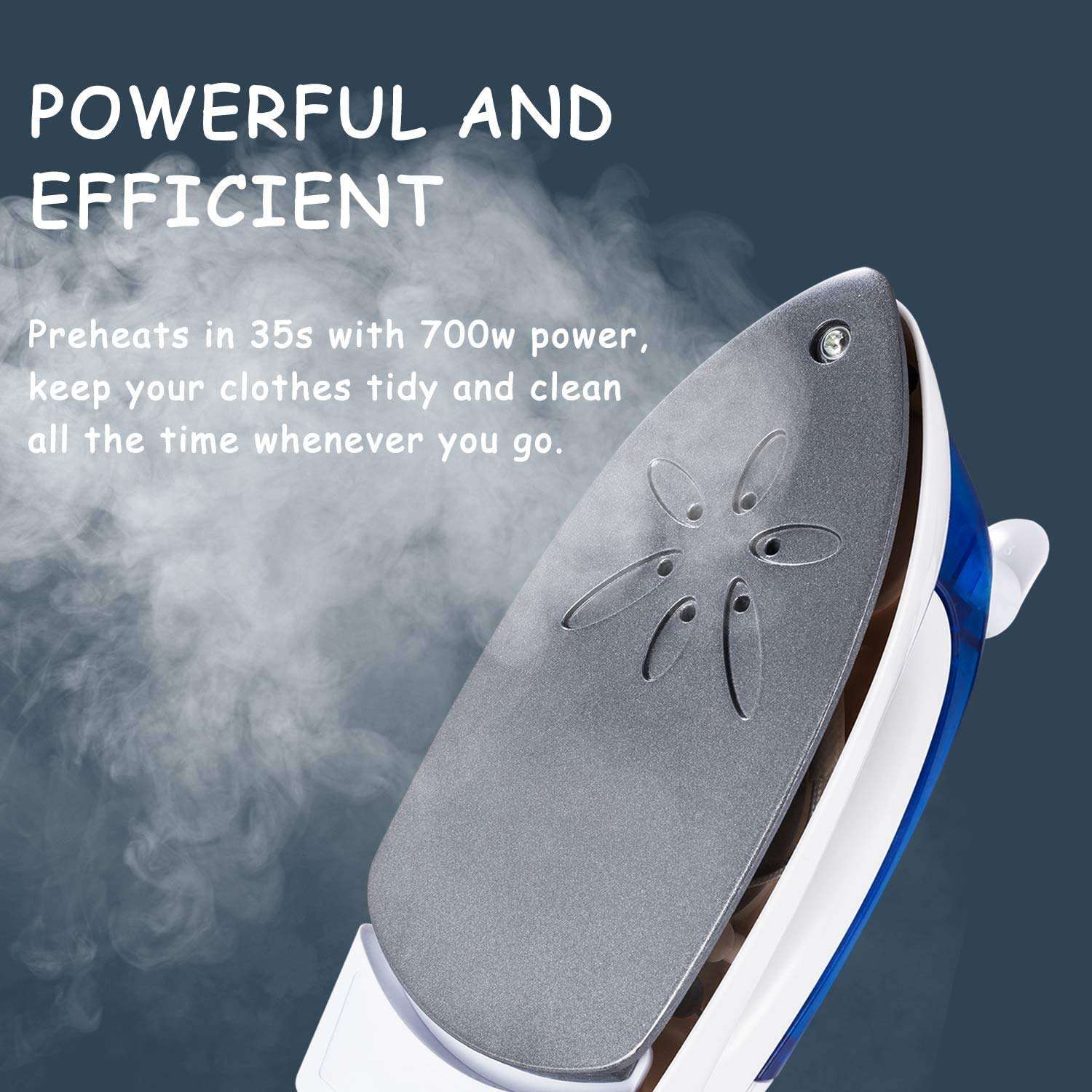 KINZILLA Folding Travel Household Steam Electric Iron Hand-Held Mini Iron with Foldable Handle, Compact for Clothes 4