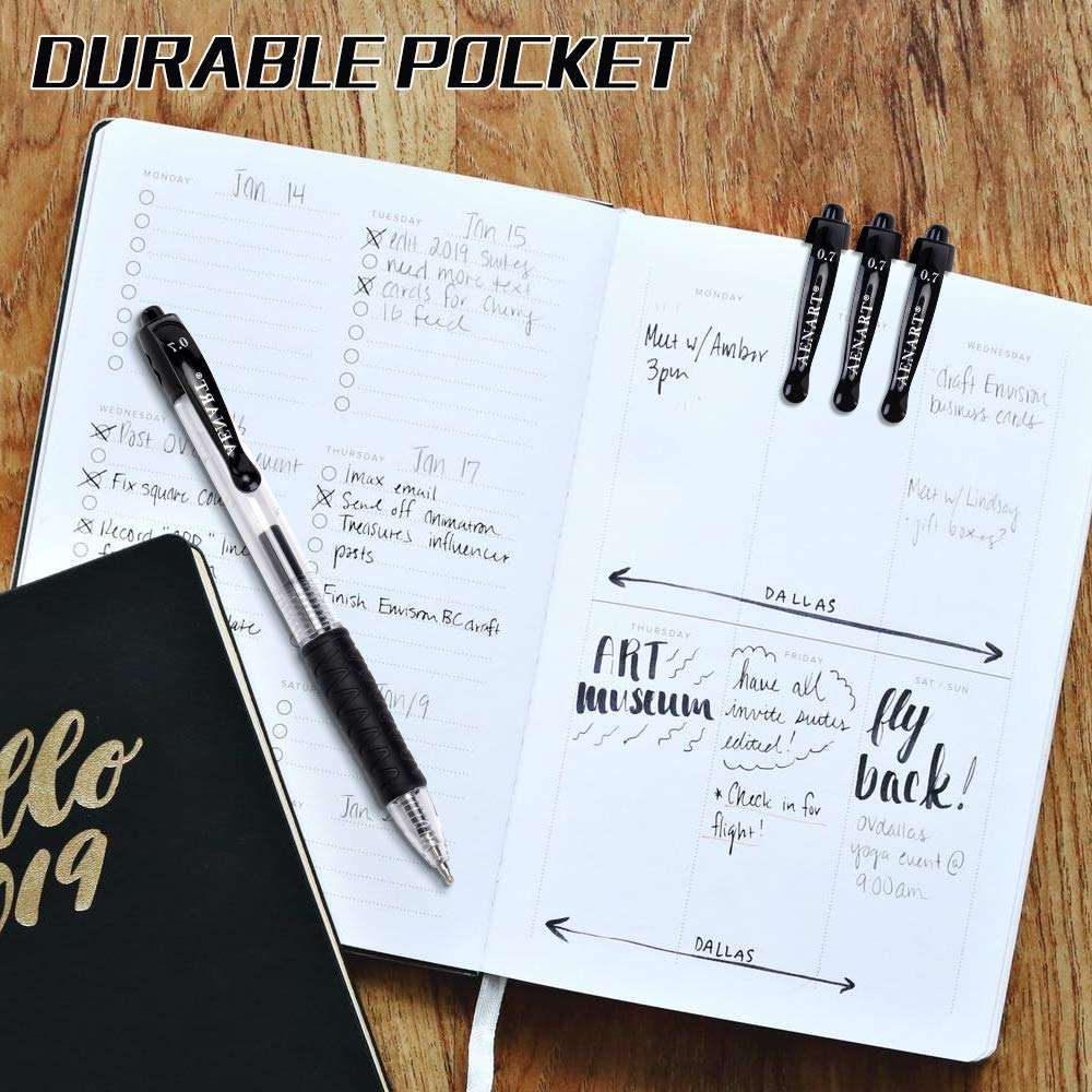 Gel Pens, 30 Pack Black Gel Pen Fine Point, Retractable Gel Ink Rollerball Pens for Smooth Writing (0.7mm) 6